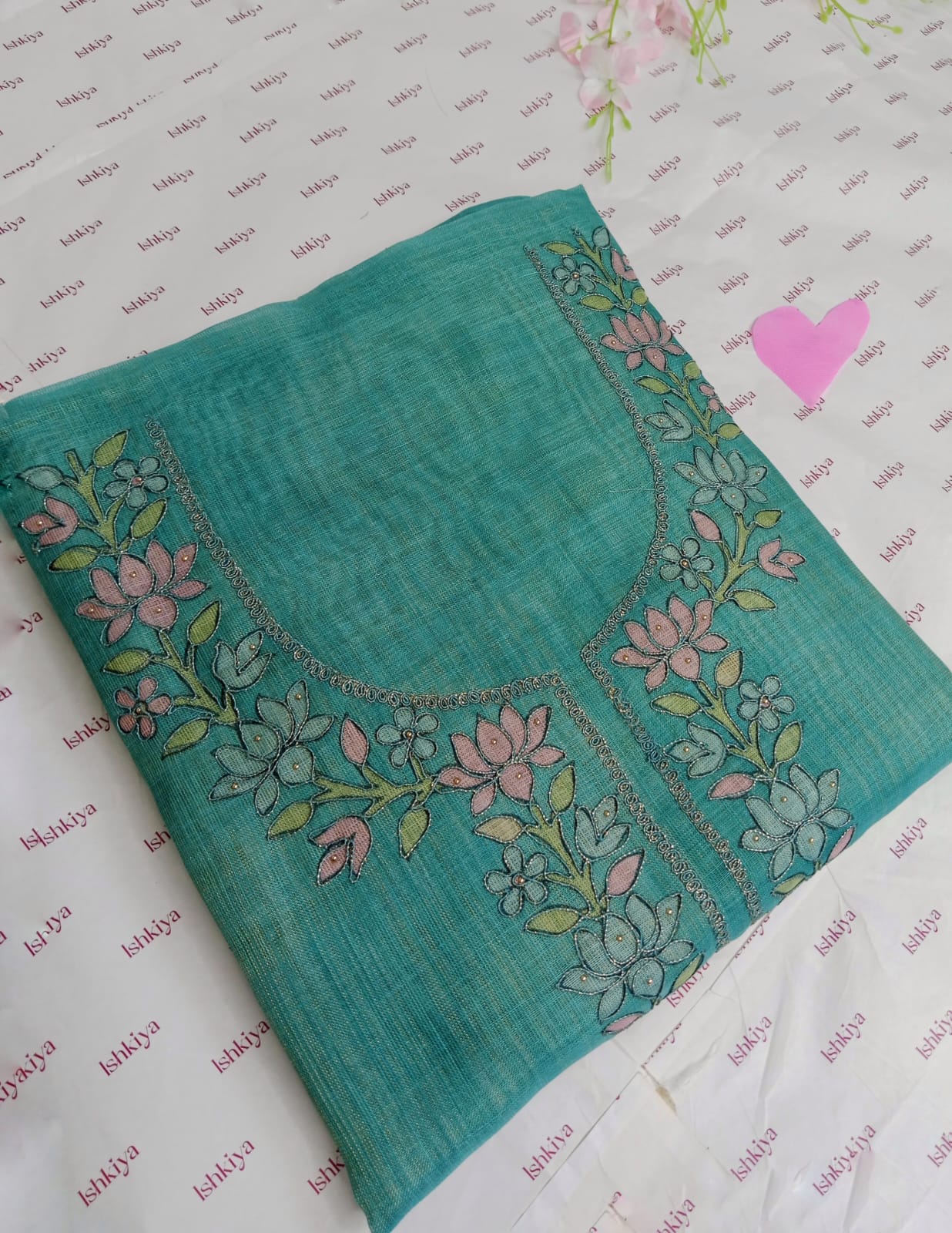 RUHAANI-Unstitched Linen Tissue Suit Set