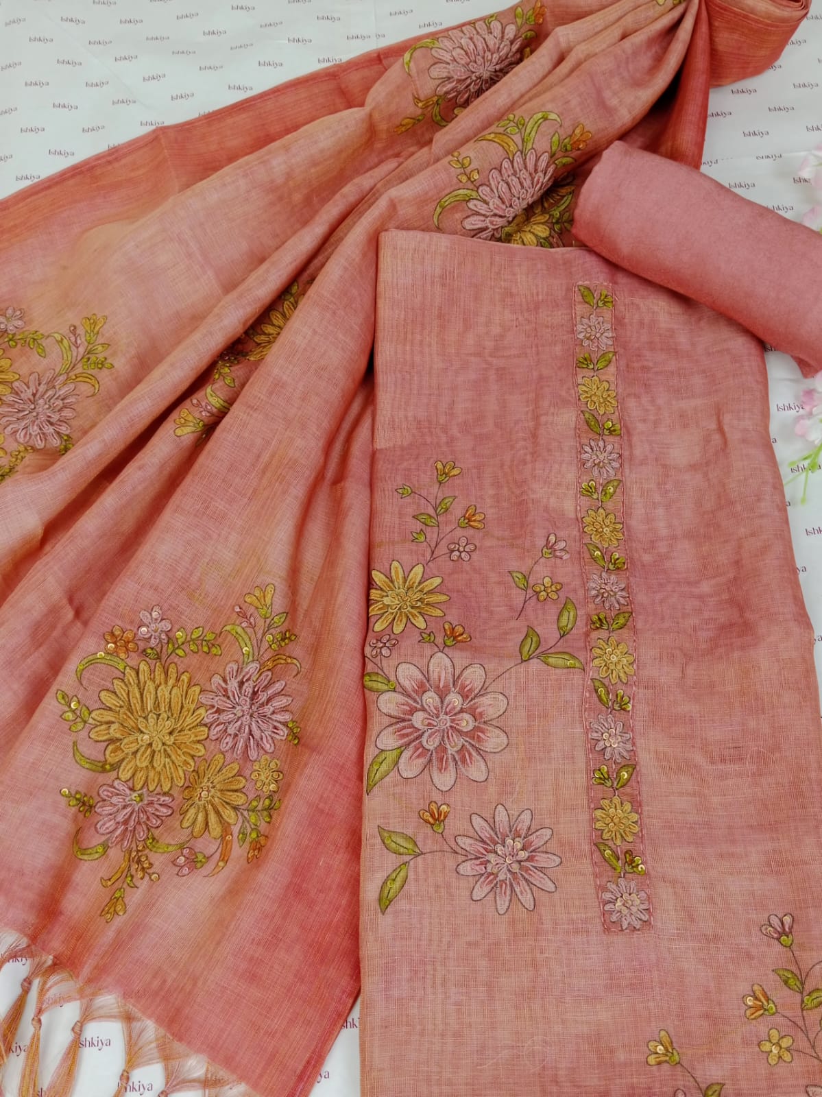 PARIZAAD-Unstitched Linen Tissue Suit Set