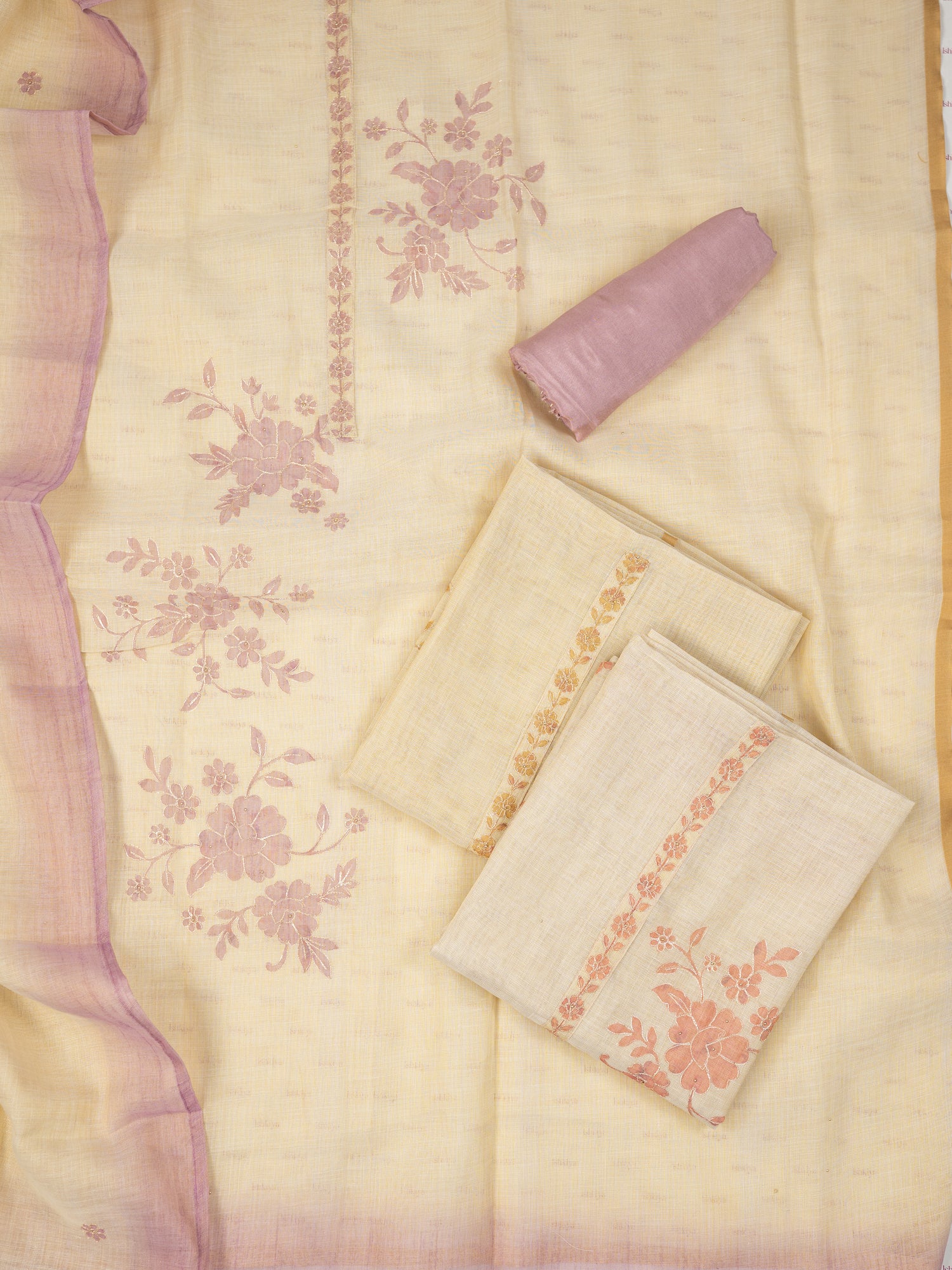 AFSANA-Unstitched Linen Tissue Suit Set