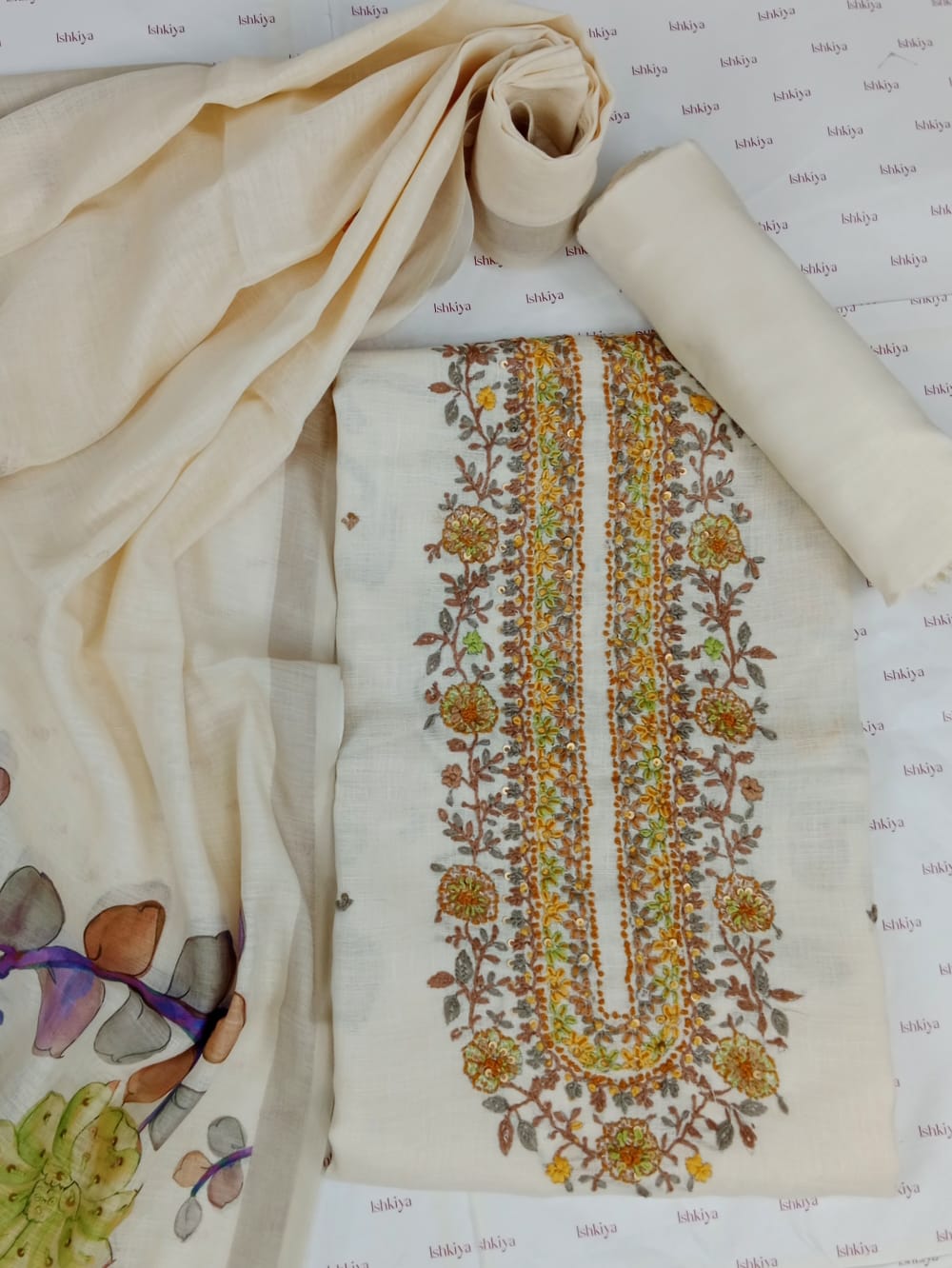 TAMANNA-Unstitche Linen Tissue Suit Set
