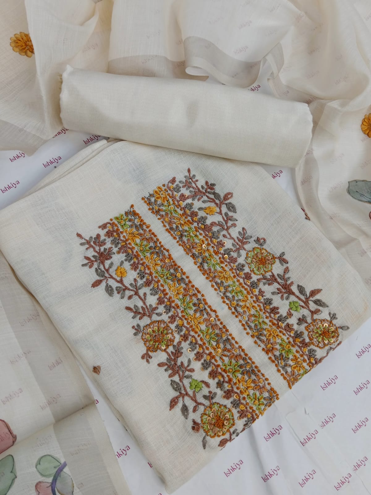 TAMANNA-Unstitche Linen Tissue Suit Set