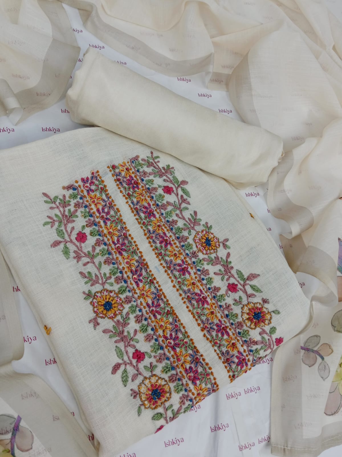 TAMANNA-Unstitche Linen Tissue Suit Set