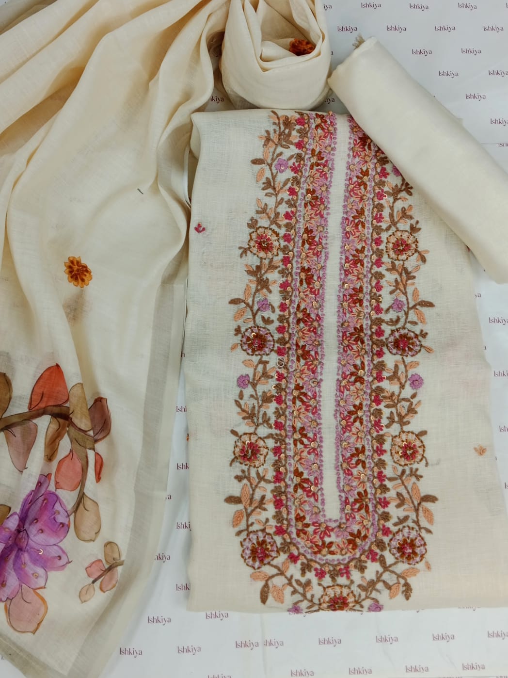 TAMANNA-Unstitche Linen Tissue Suit Set
