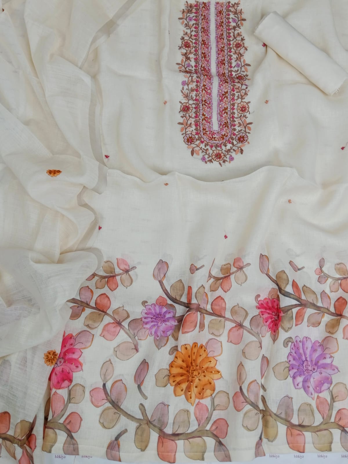 TAMANNA-Unstitche Linen Tissue Suit Set