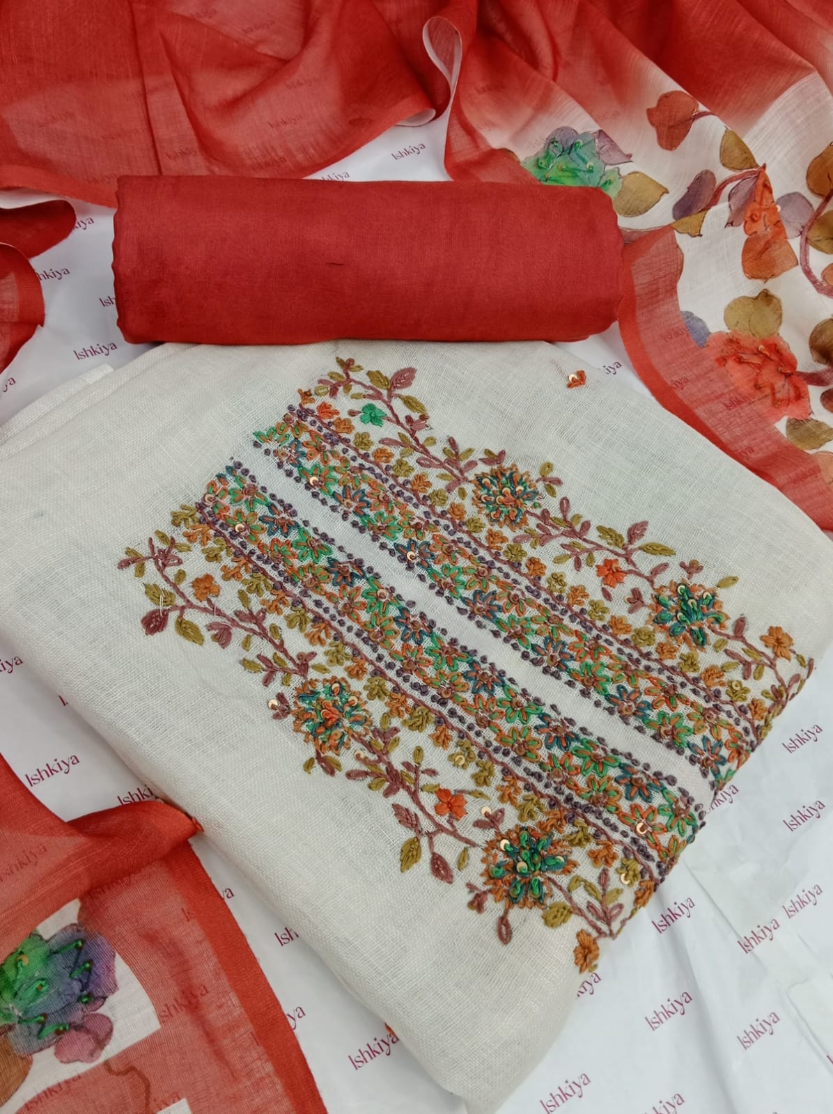 TAABIR-Unstitched Linen Tissue Suit Set