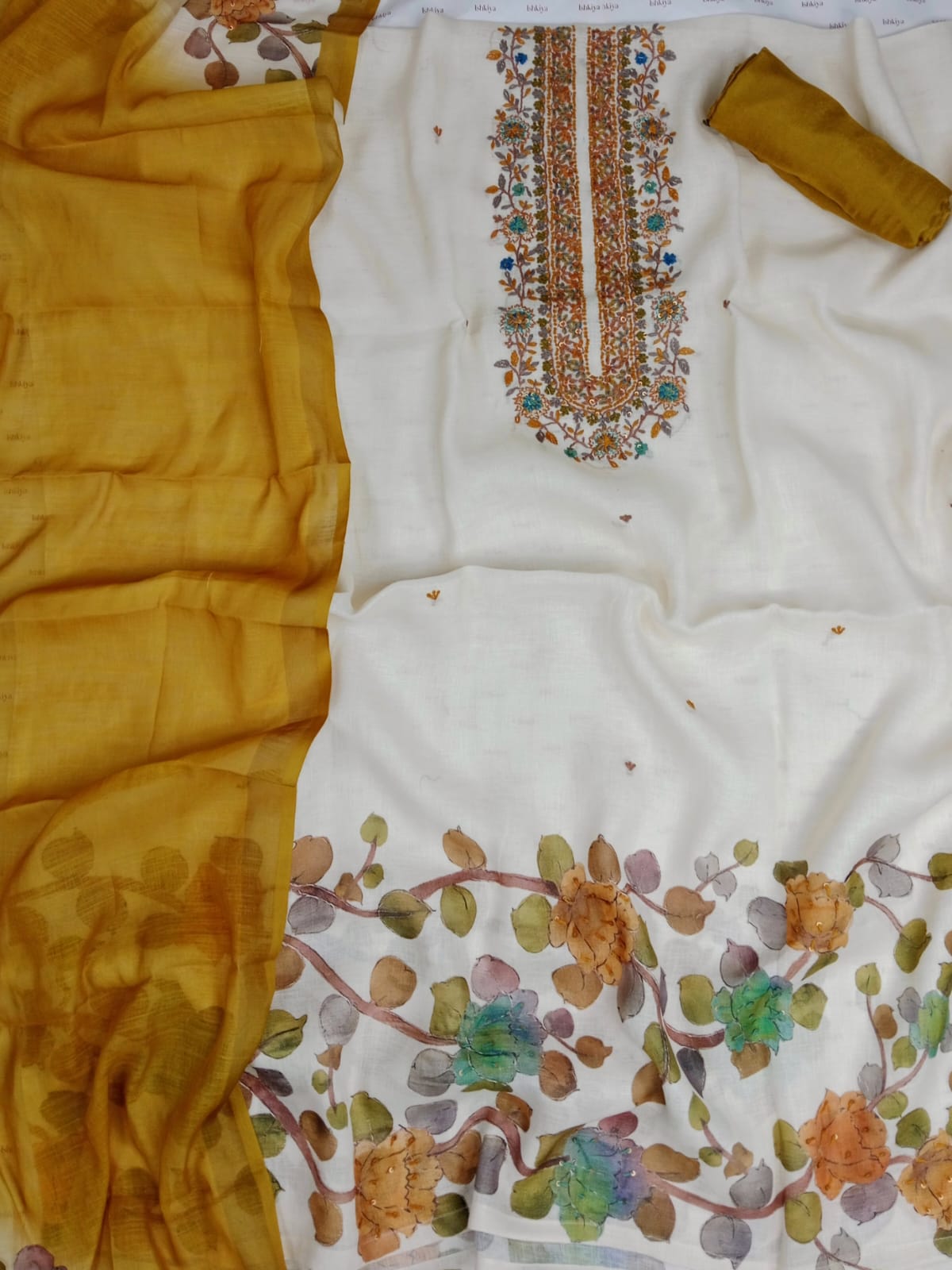 TAABIR-Unstitched Linen Tissue Suit Set