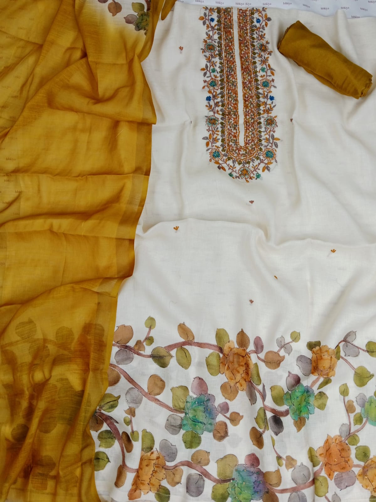 TAABIR-Unstitched Linen Tissue Suit Set