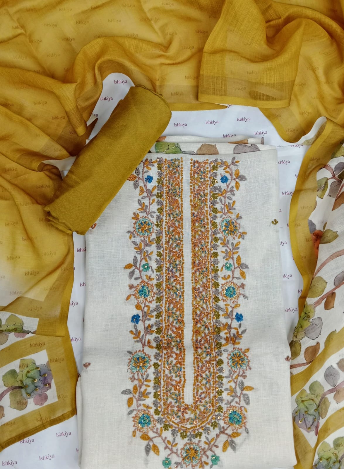 TAABIR-Unstitched Linen Tissue Suit Set