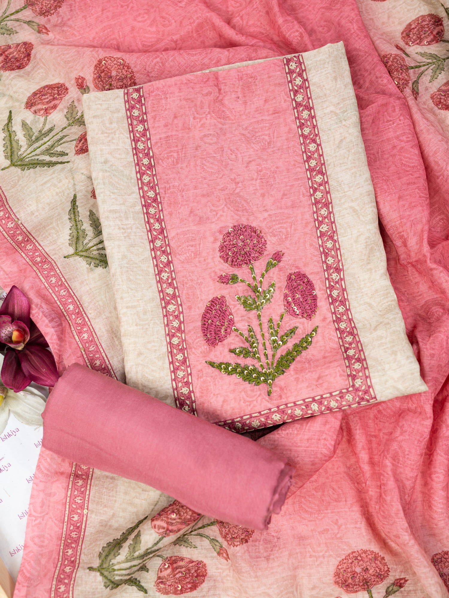 ZEENAT-Unstitched Linen Tissue Suit Set