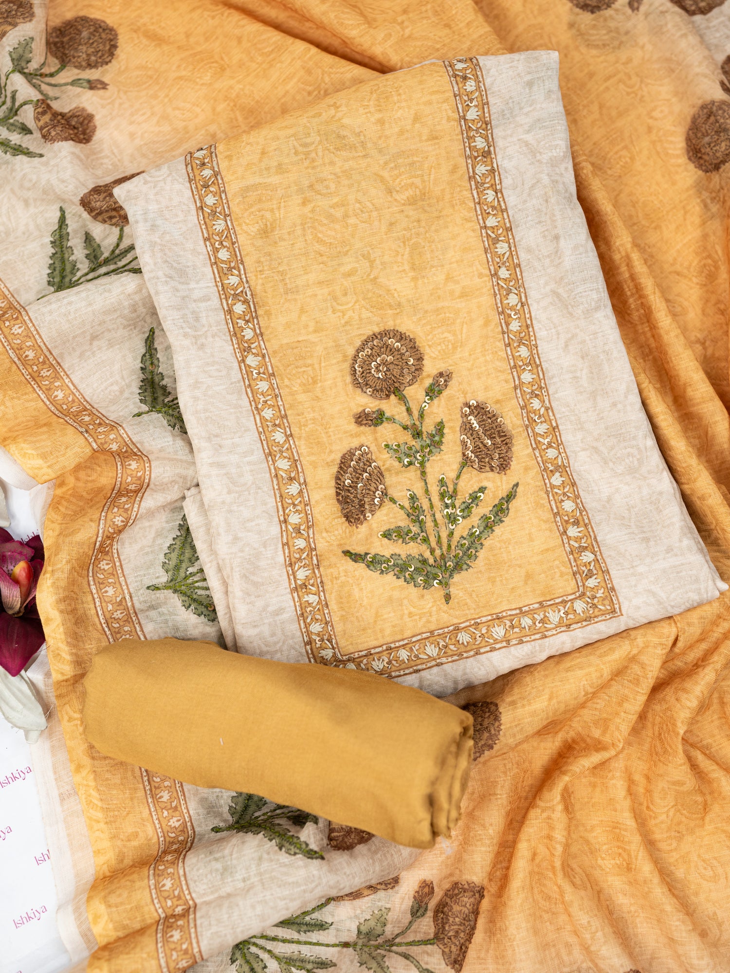 ZEENAT-Unstitched Linen Tissue Suit Set