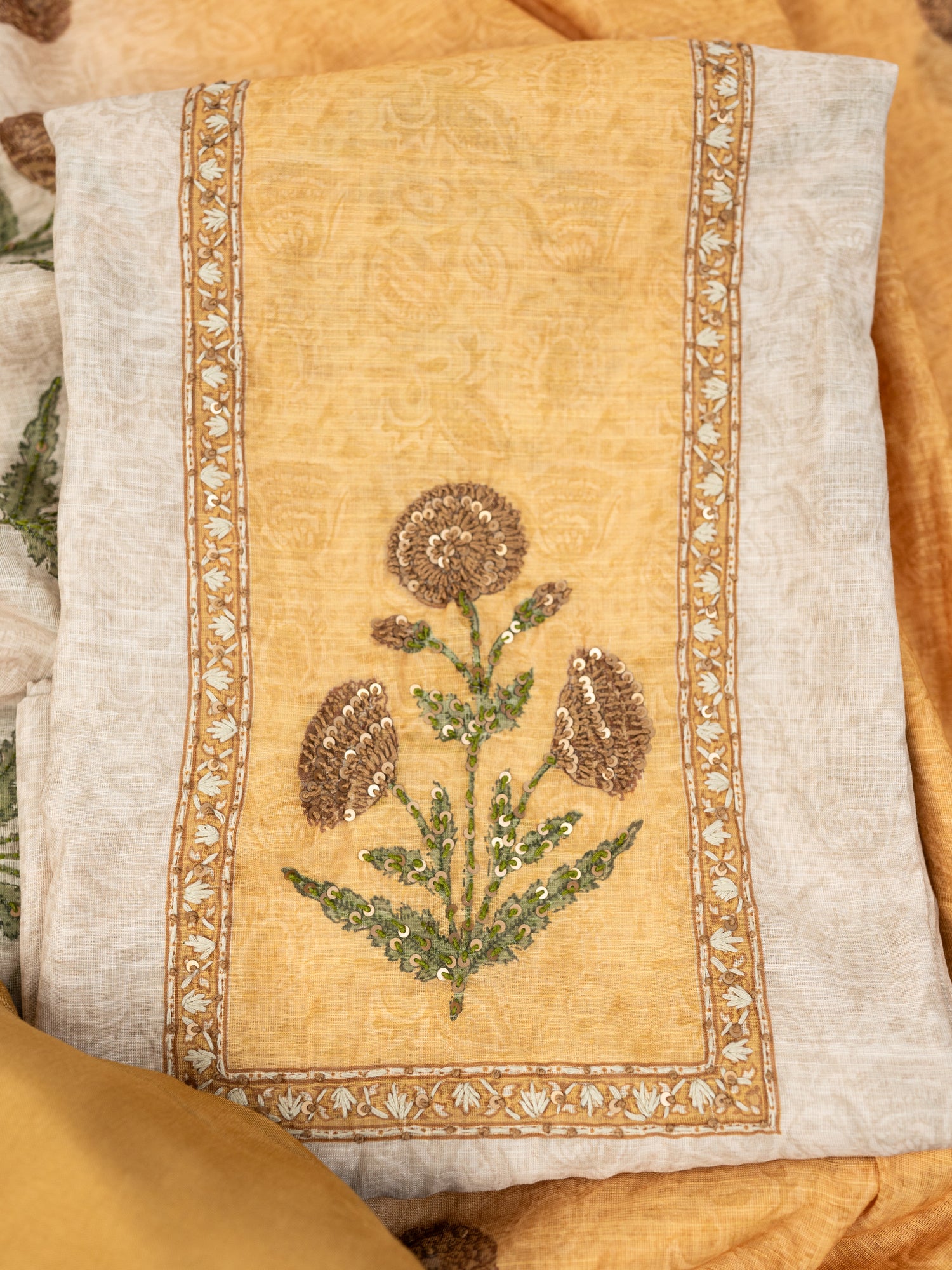 ZEENAT-Unstitched Linen Tissue Suit Set