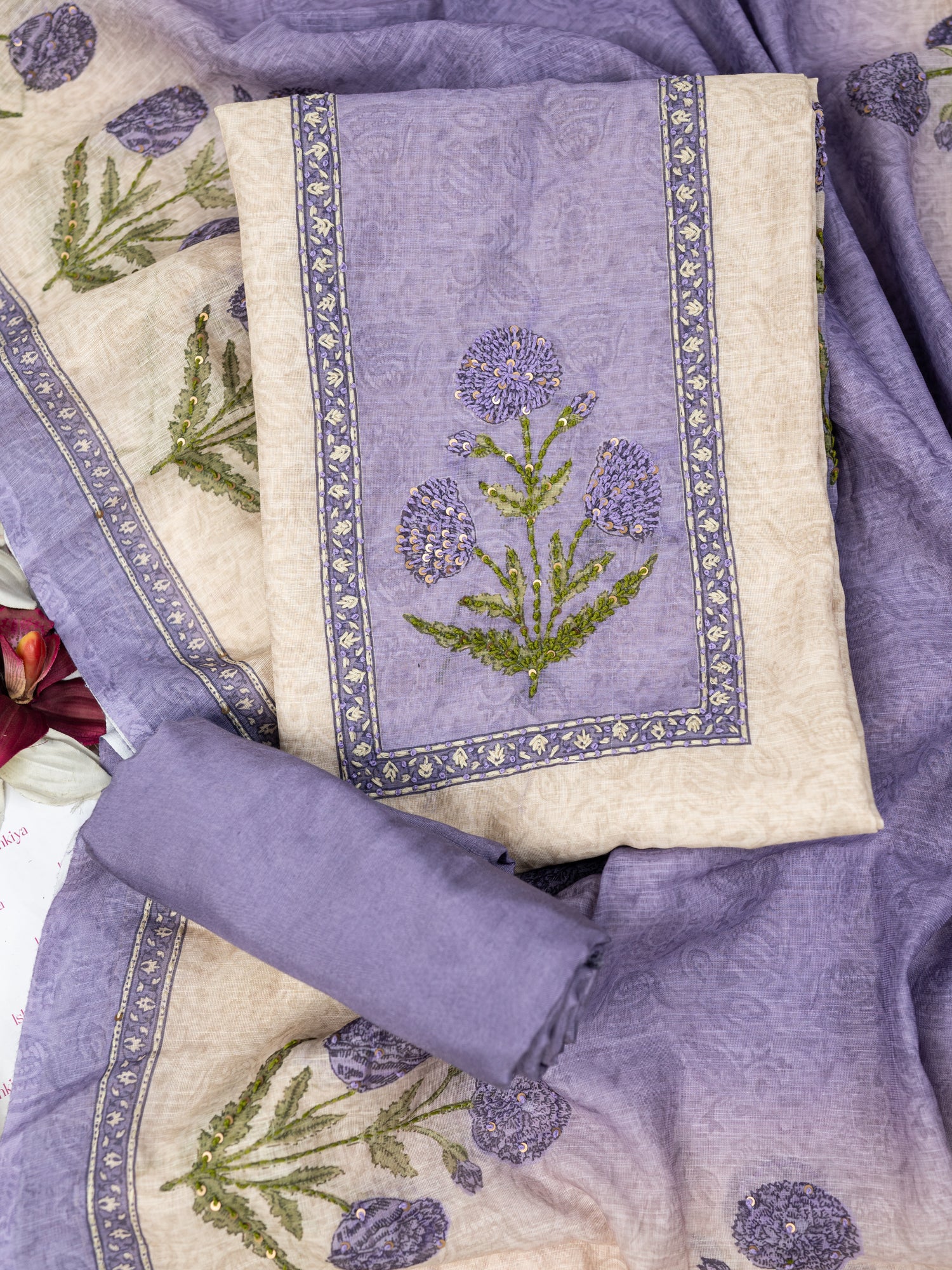 ZEENAT-Unstitched Linen Tissue Suit Set