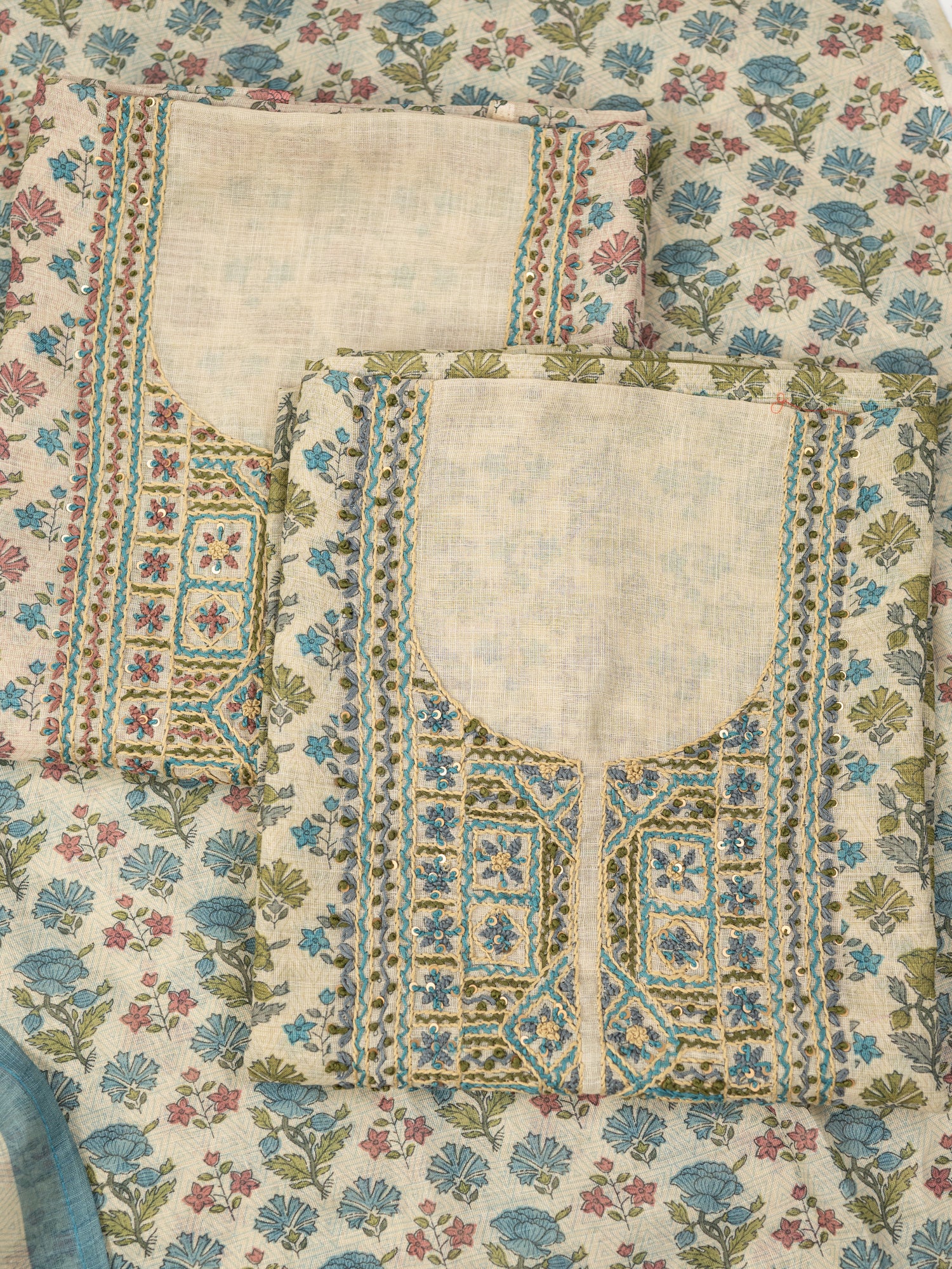 TAABIR-Unstitched Linen Tissue Suit Set