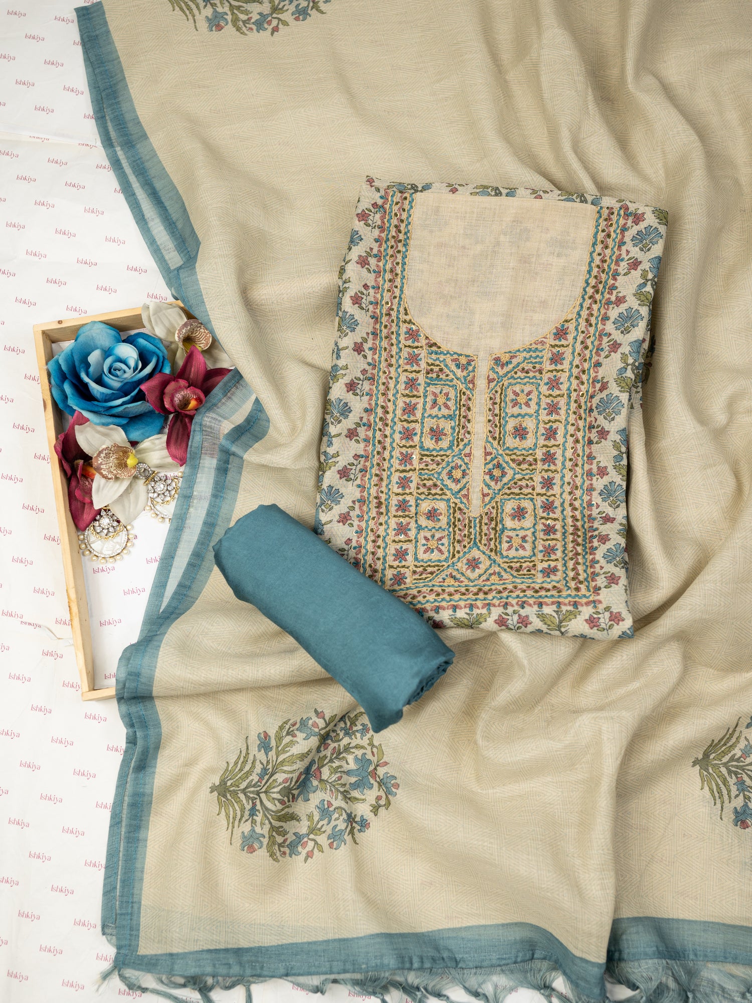 TAABIR-Unstitched Linen Tissue Suit Set