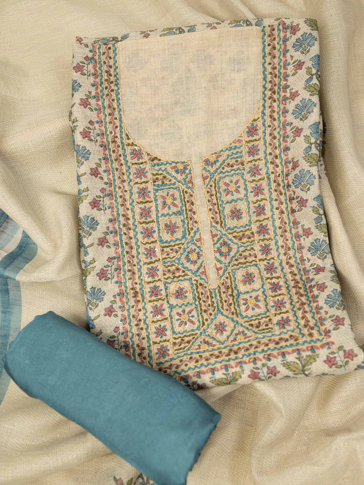 TAABIR-Unstitched Linen Tissue Suit Set