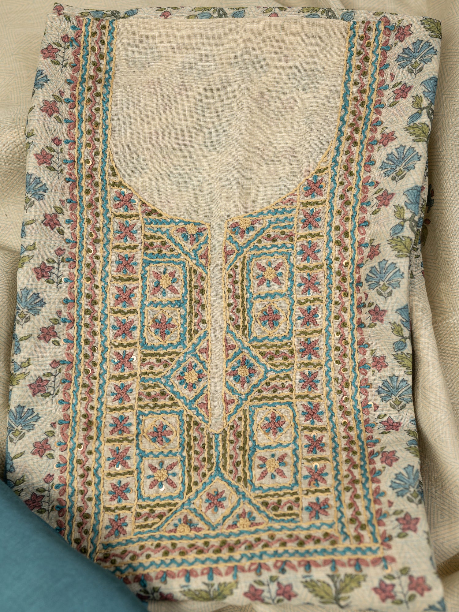 TAABIR-Unstitched Linen Tissue Suit Set