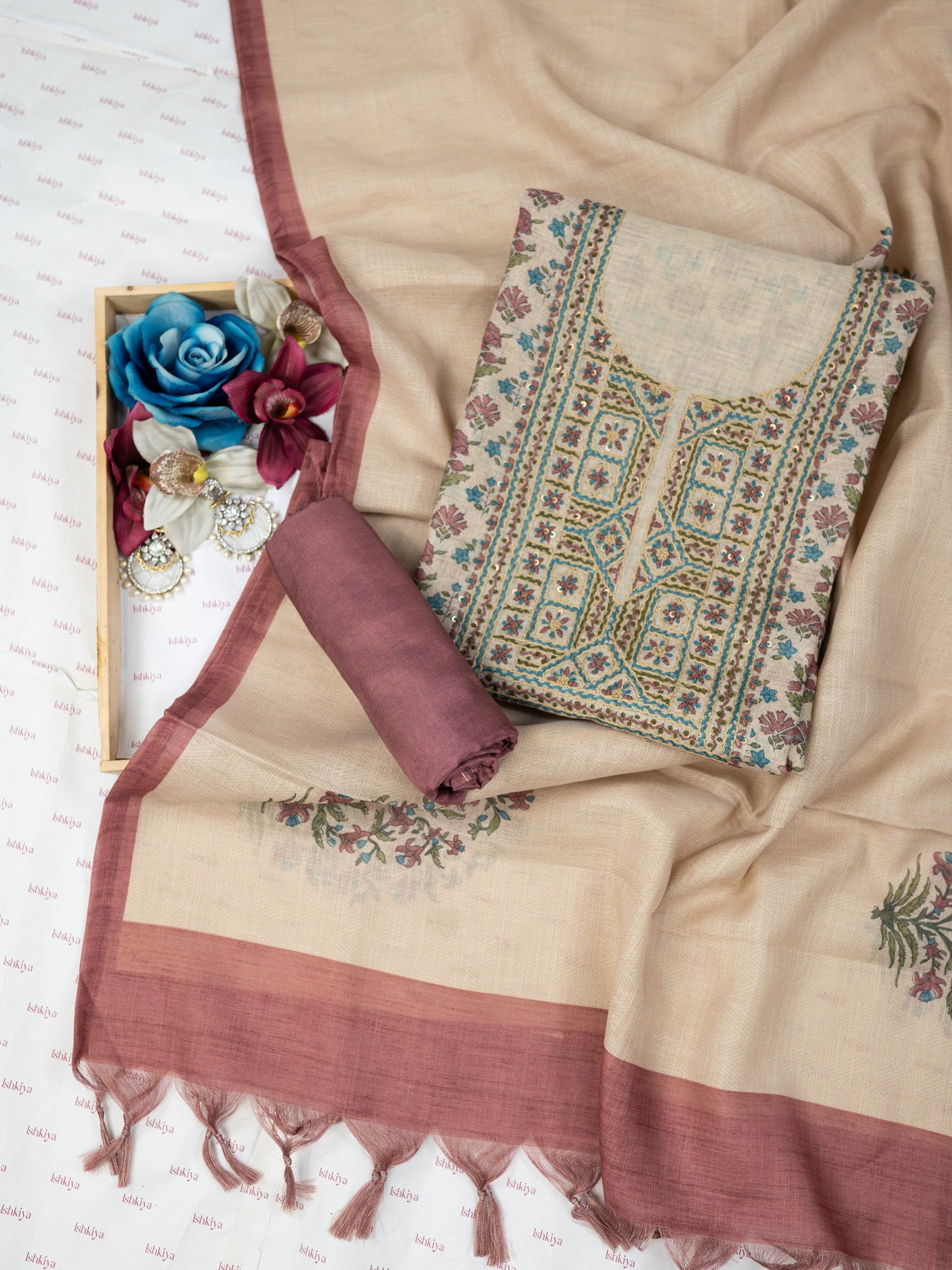 TAABIR-Unstitched Linen Tissue Suit Set