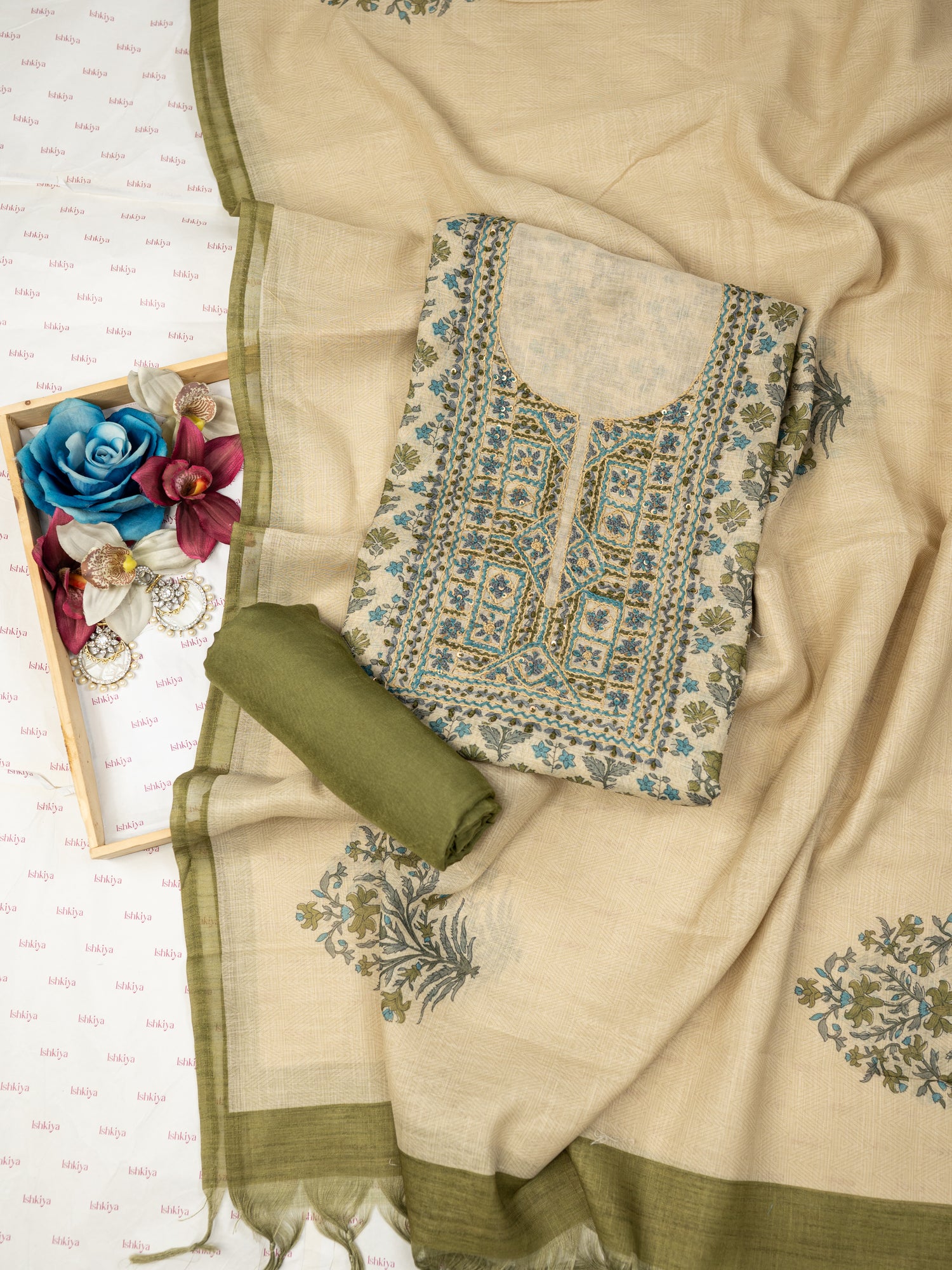 TAABIR-Unstitched Linen Tissue Suit Set