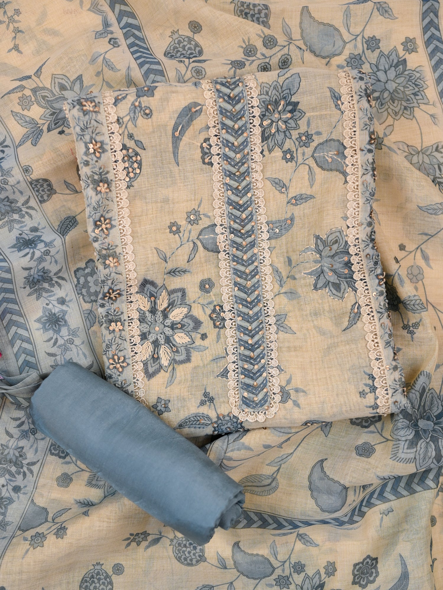 OORJA-Unstitched Linen Tissue Suit Set