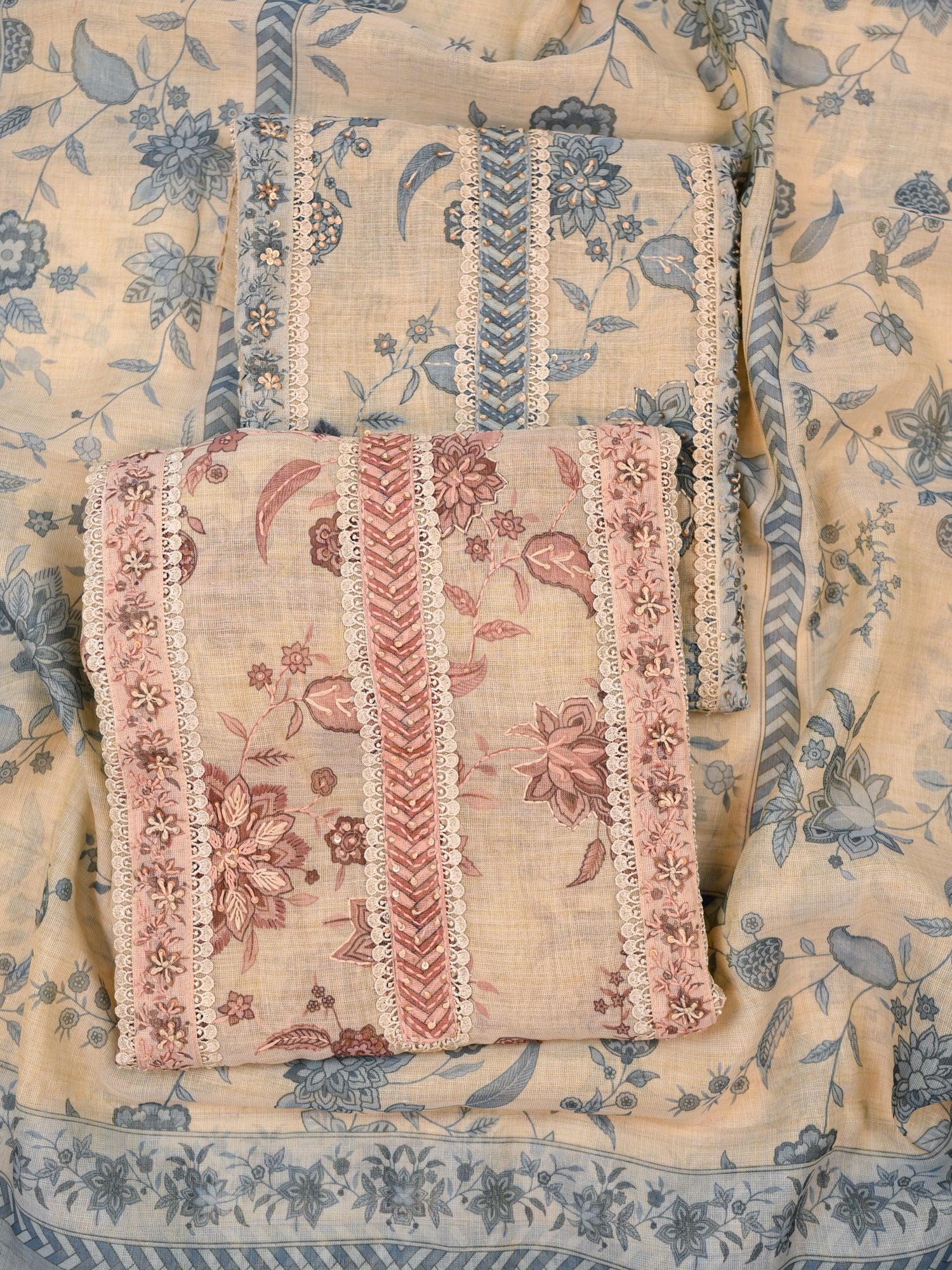 OORJA-Unstitched Linen Tissue Suit Set