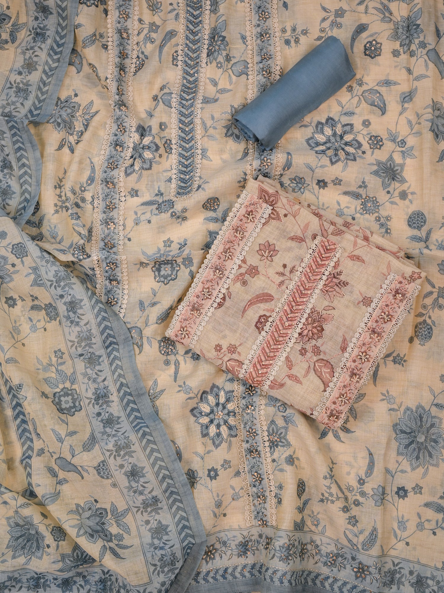 OORJA-Unstitched Linen Tissue Suit Set