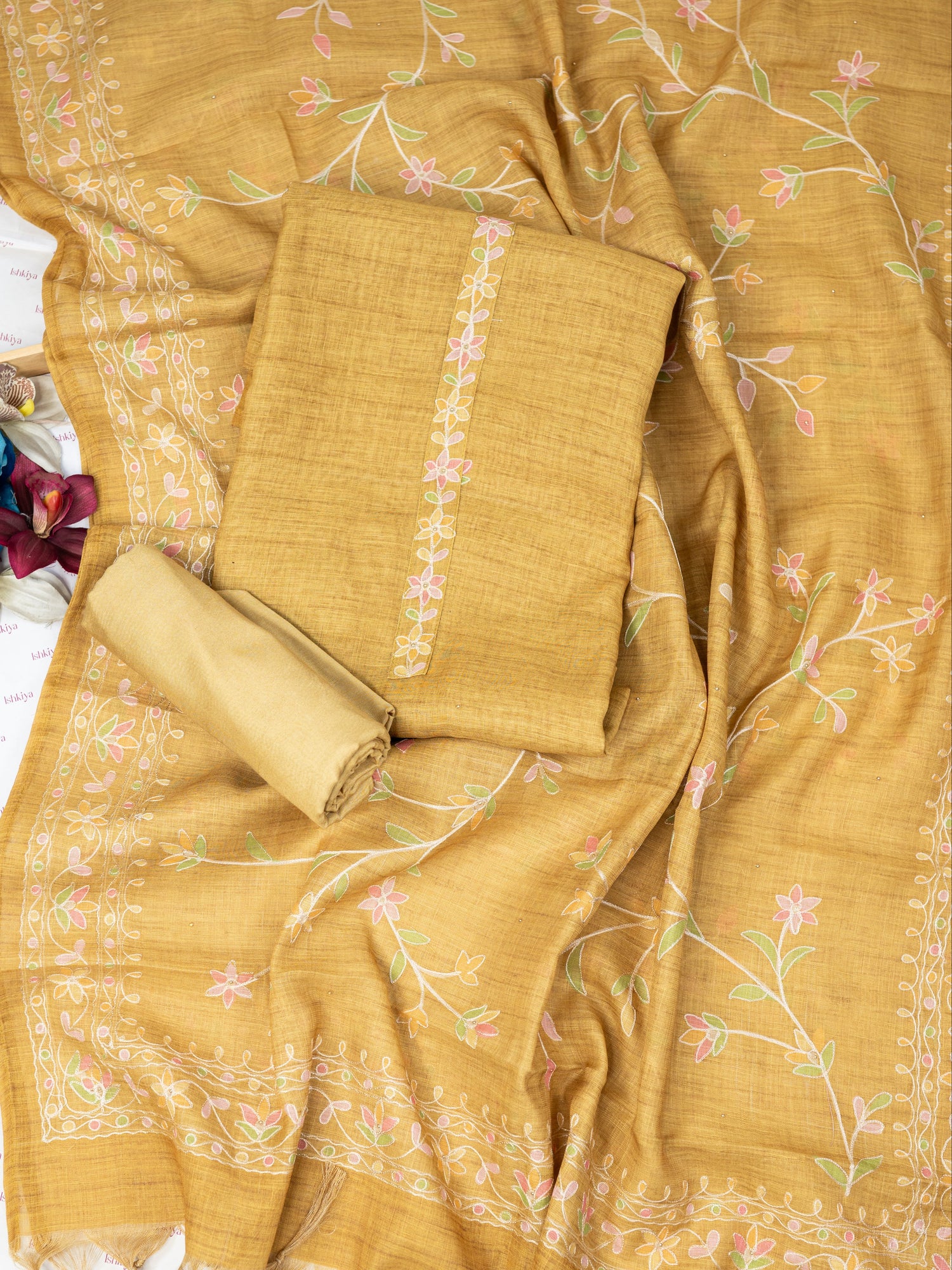 SEHR-Unstitched Linen Tissue Suit Set