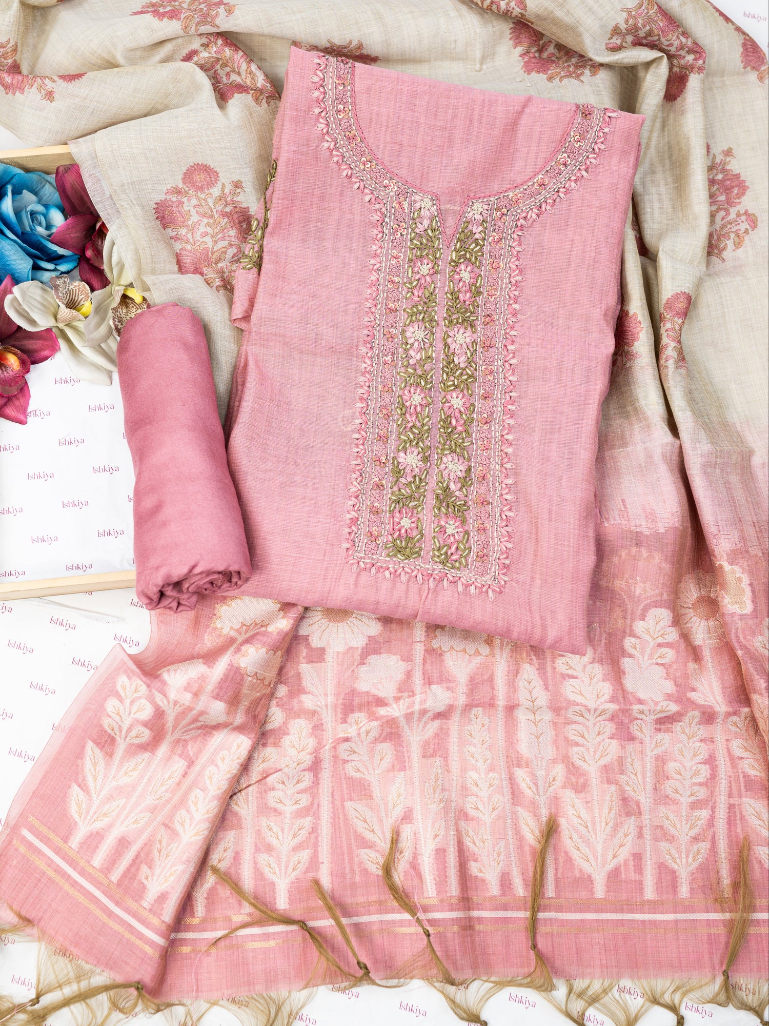 RUKH-Unstitched Linen Tissue Suit Set