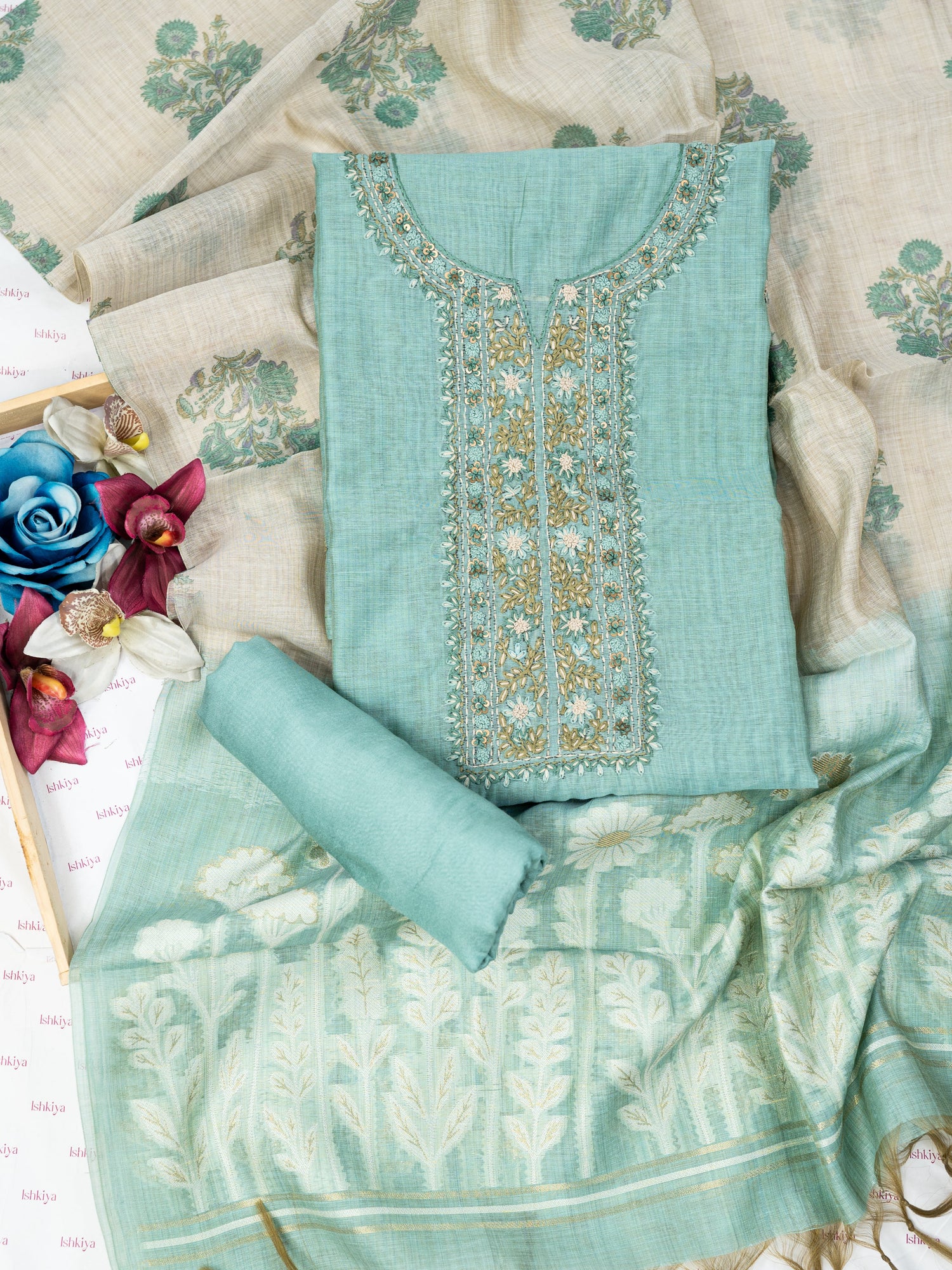 RUKH-Unstitched Linen Tissue Suit Set