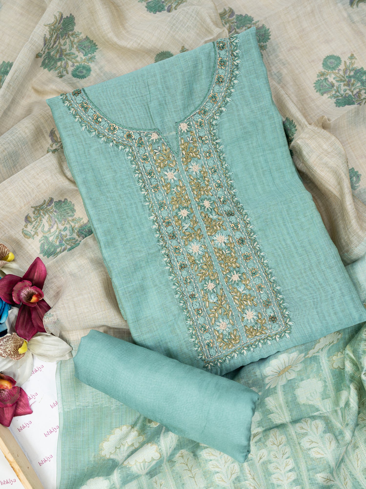 RUKH-Unstitched Linen Tissue Suit Set