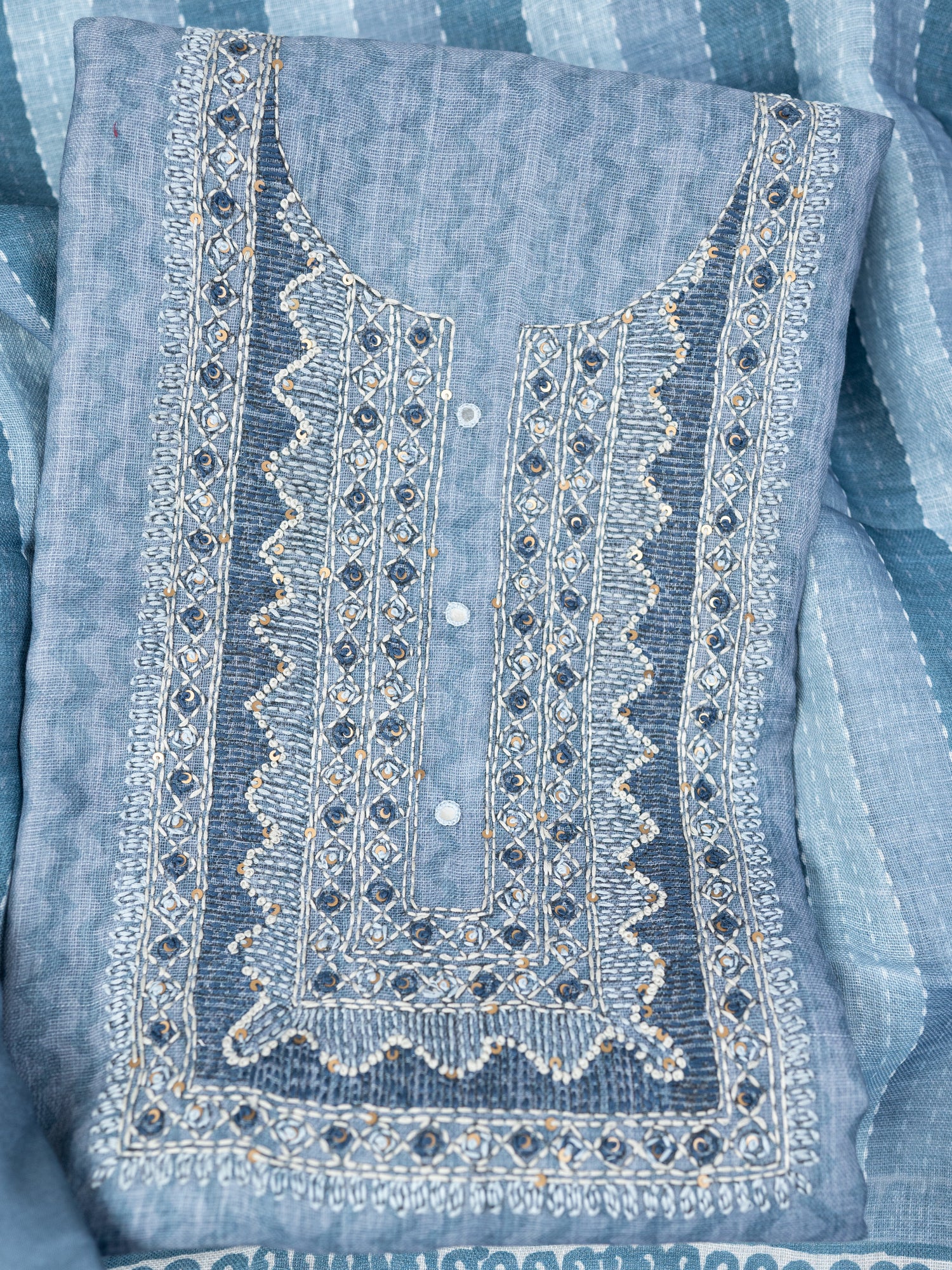 ELAAF-Unstitched Linen Tissue Suit Set