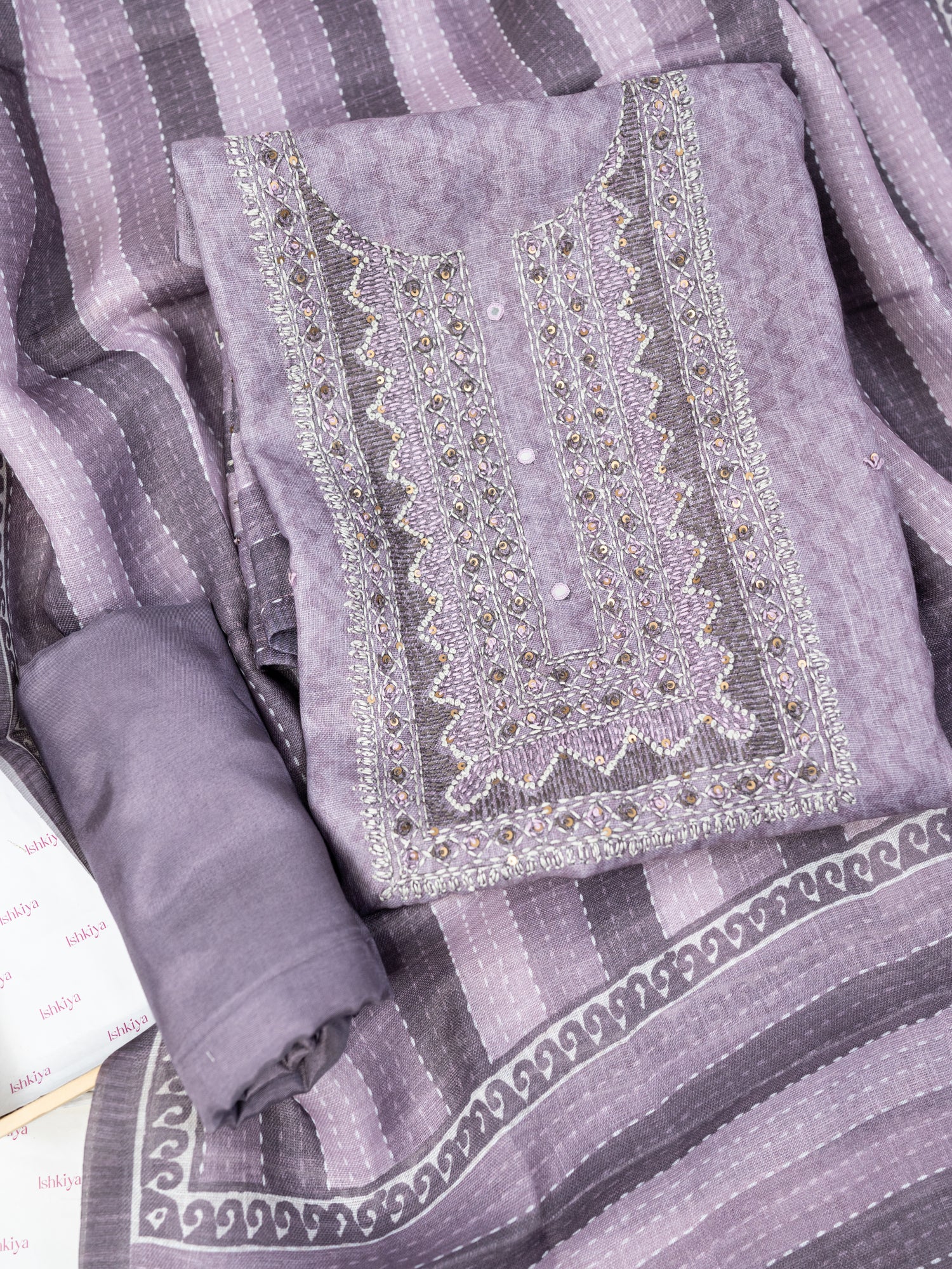 ELAAF-Unstitched Linen Tissue Suit Set