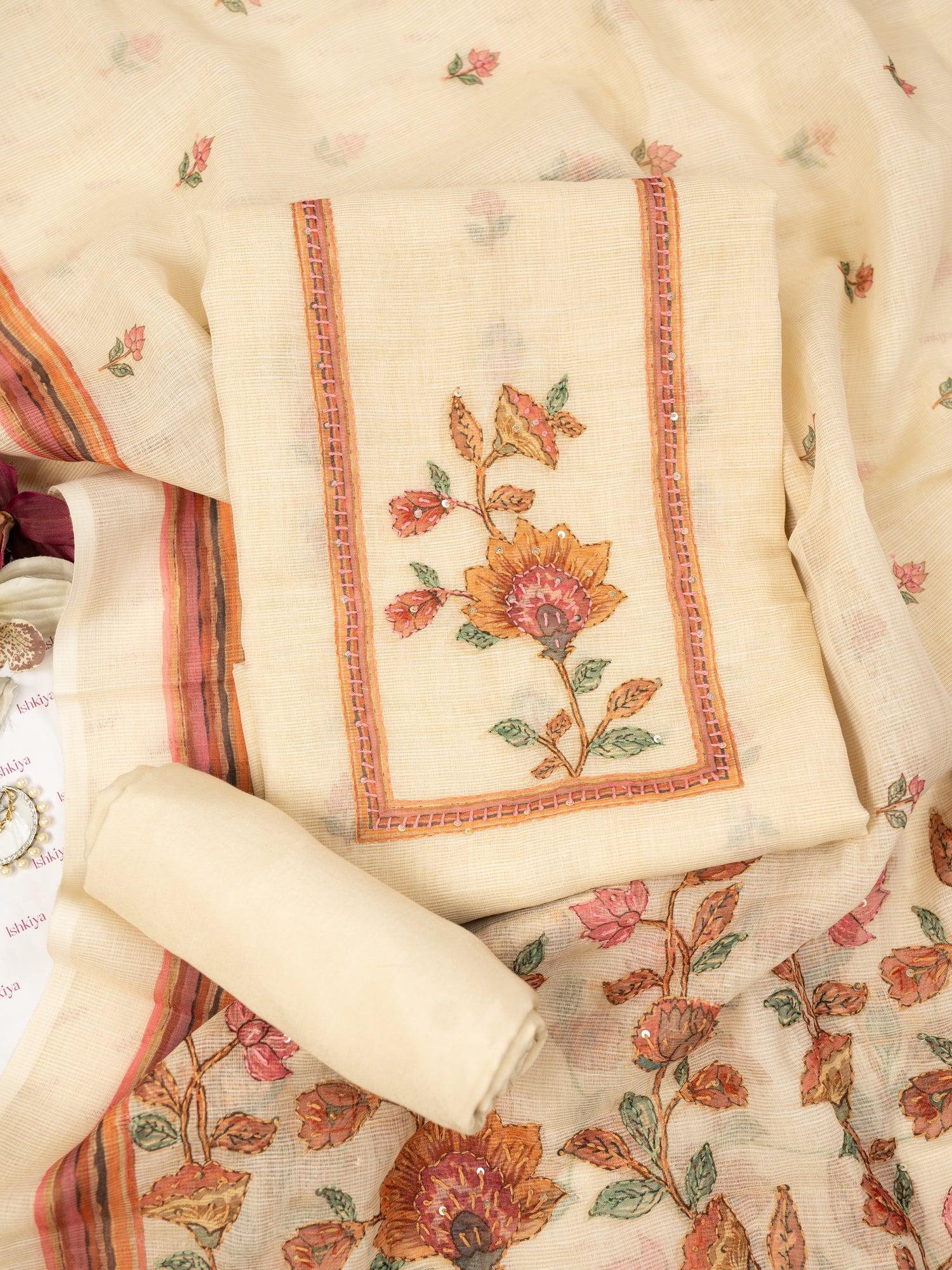 ZARMIN-Unstitched Linen Tissue Suit Set