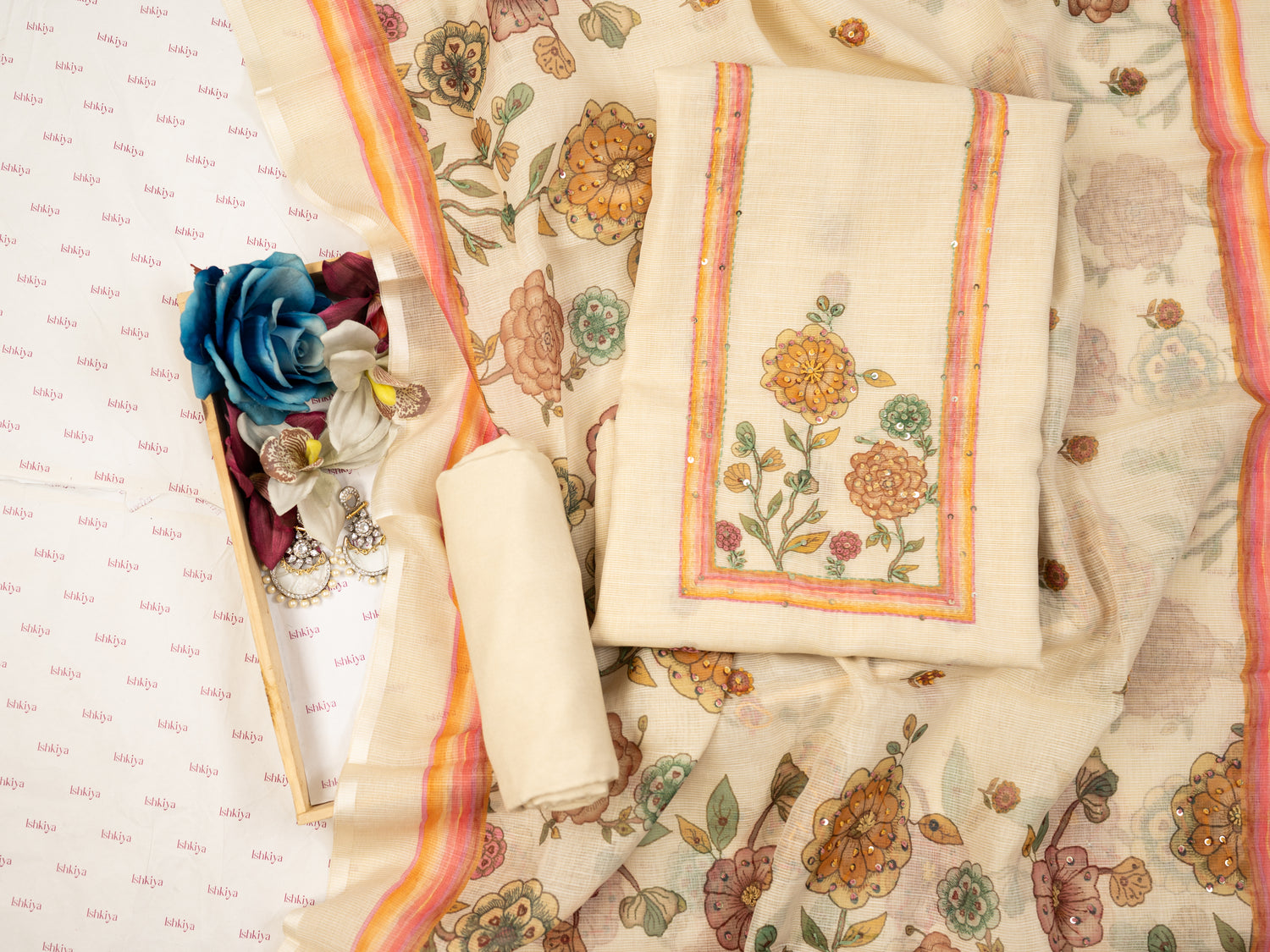 GULFISHA-Unstitched Linen Tissue Suit Set