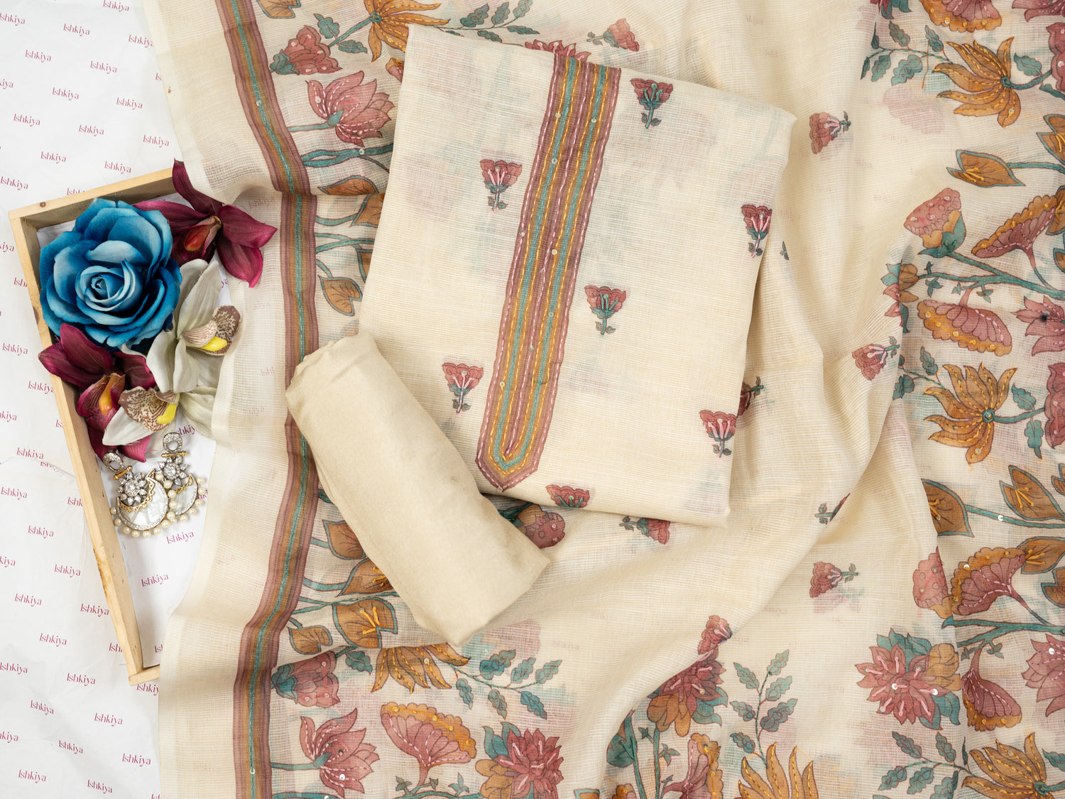 GEHRA-Unstitched Linen Tissue Suit Set