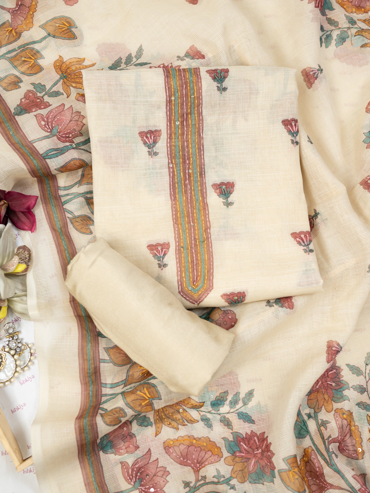 GEHRA-Unstitched Linen Tissue Suit Set