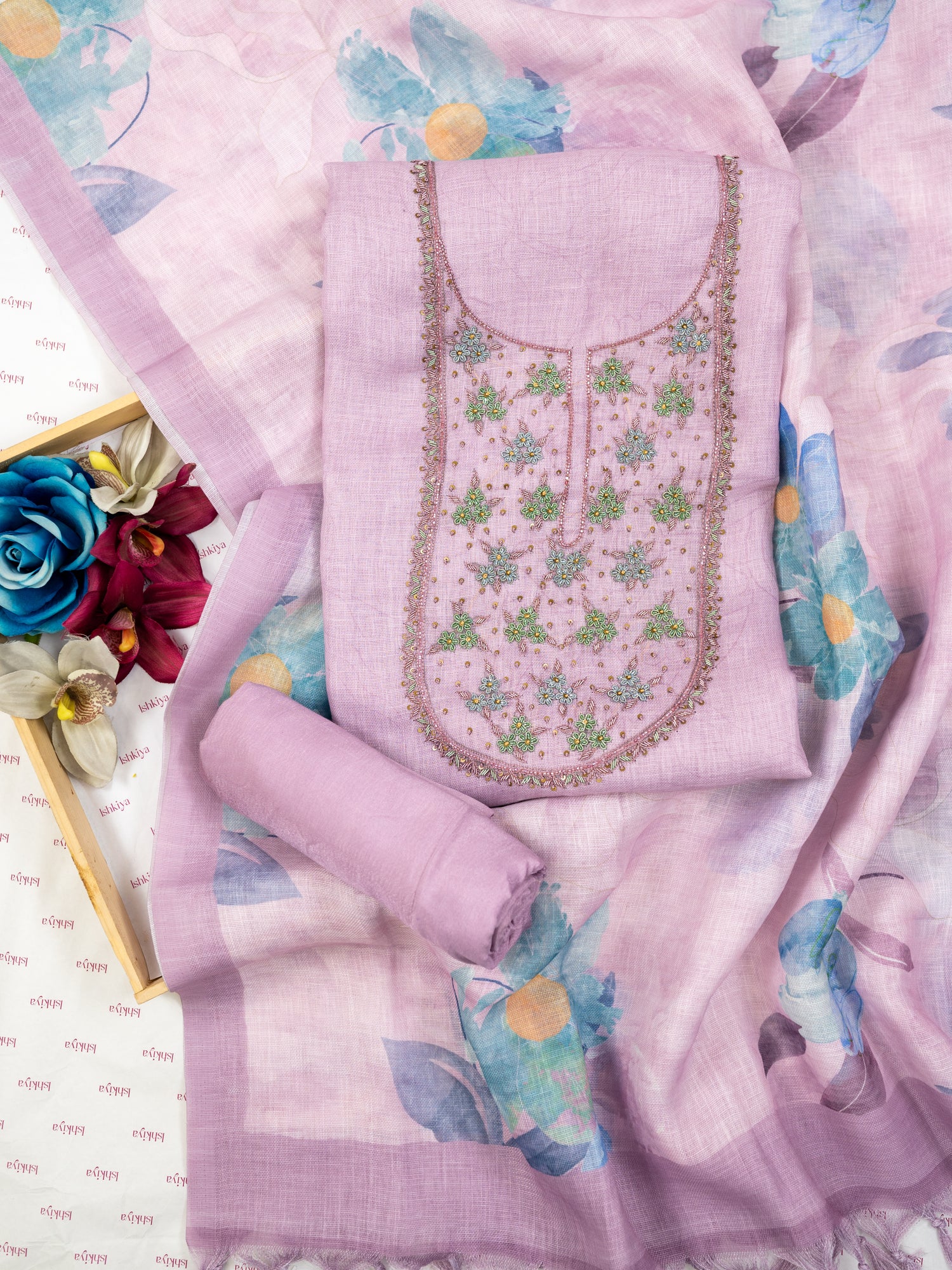 LAMS-Unstitched Linen Tissue Suit Set