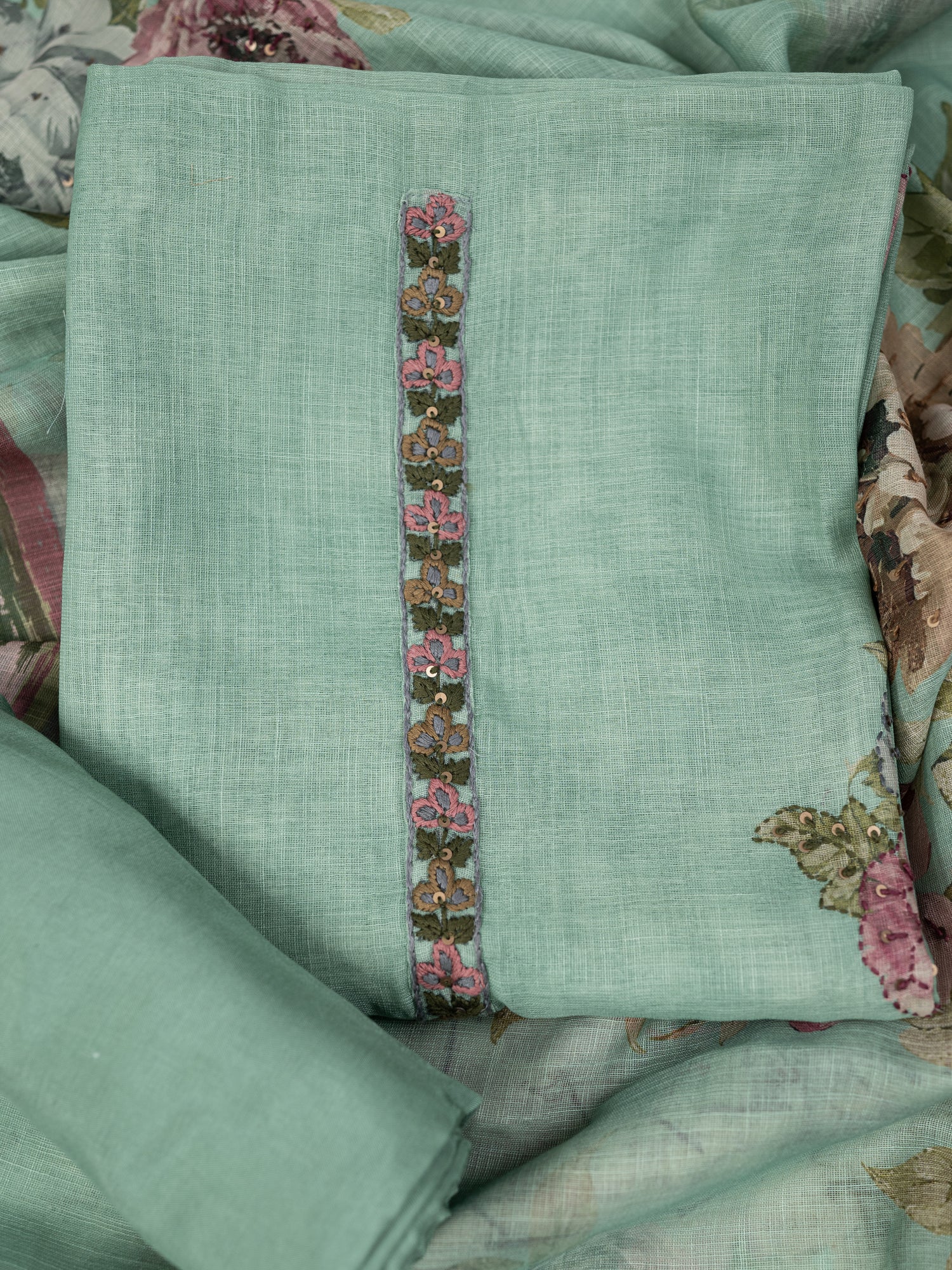 NAQSH-Unstitched Linen Tissue Suit Set