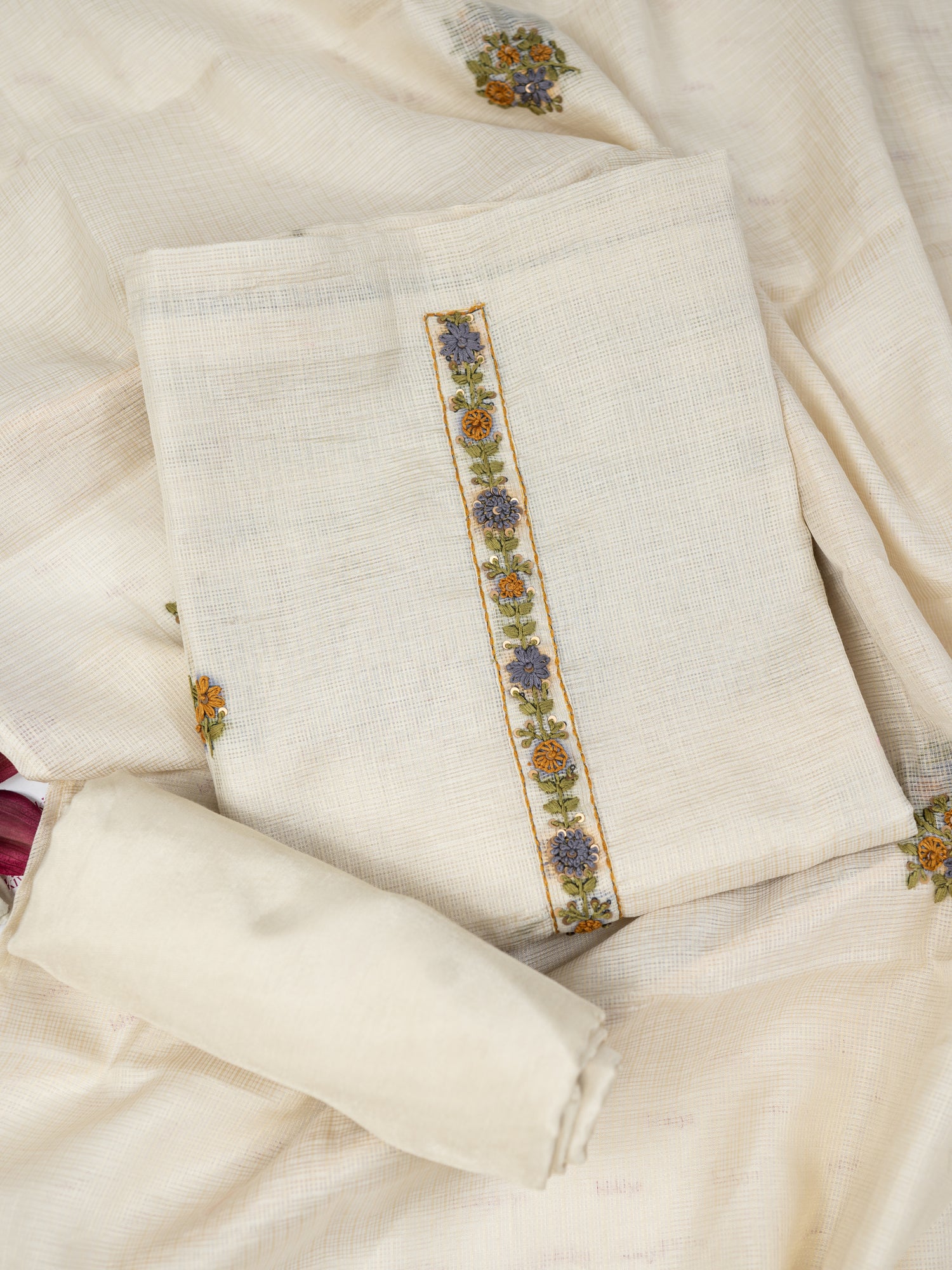 AFSANA-Unstitched Linen Tissue Suit Set