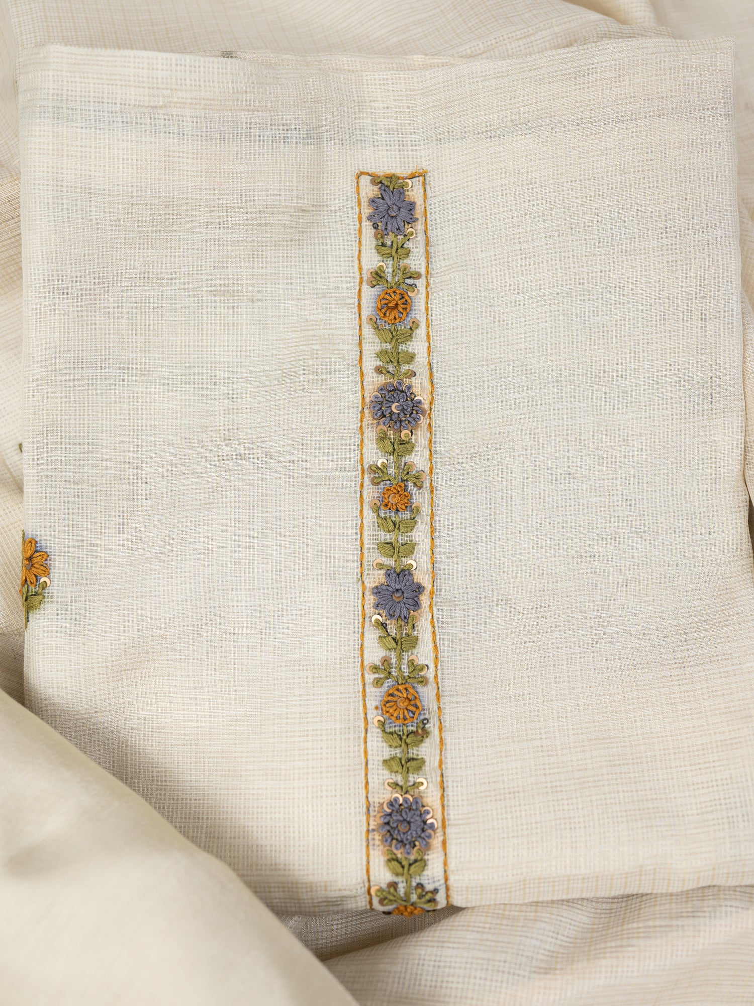 AFSANA-Unstitched Linen Tissue Suit Set