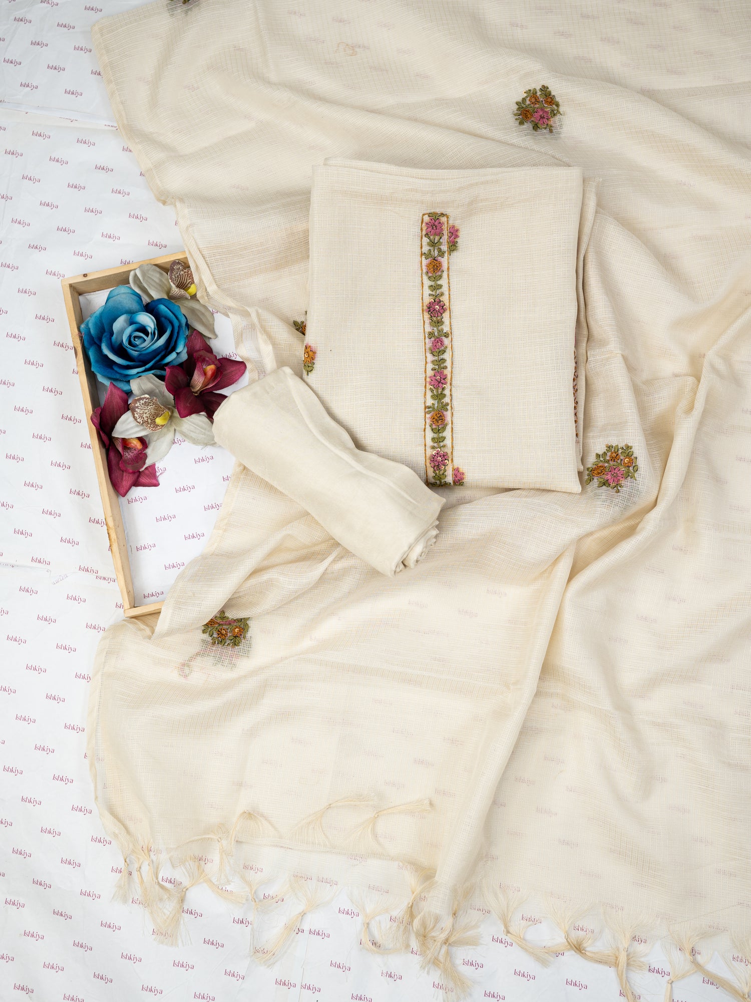 AFSANA-Unstitched Linen Tissue Suit Set