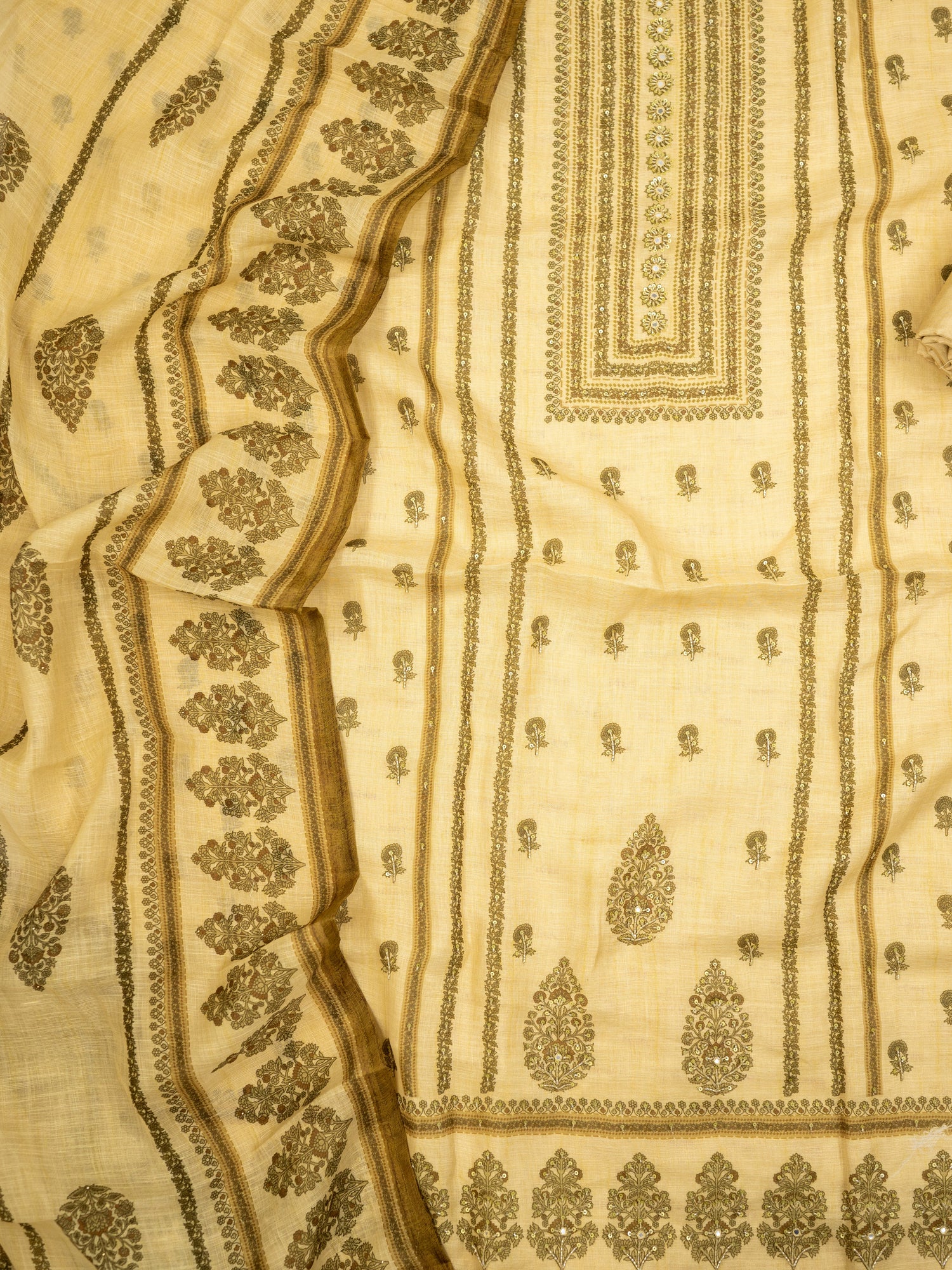 AFSUN-Unstitched Linen Tissue Suit Set