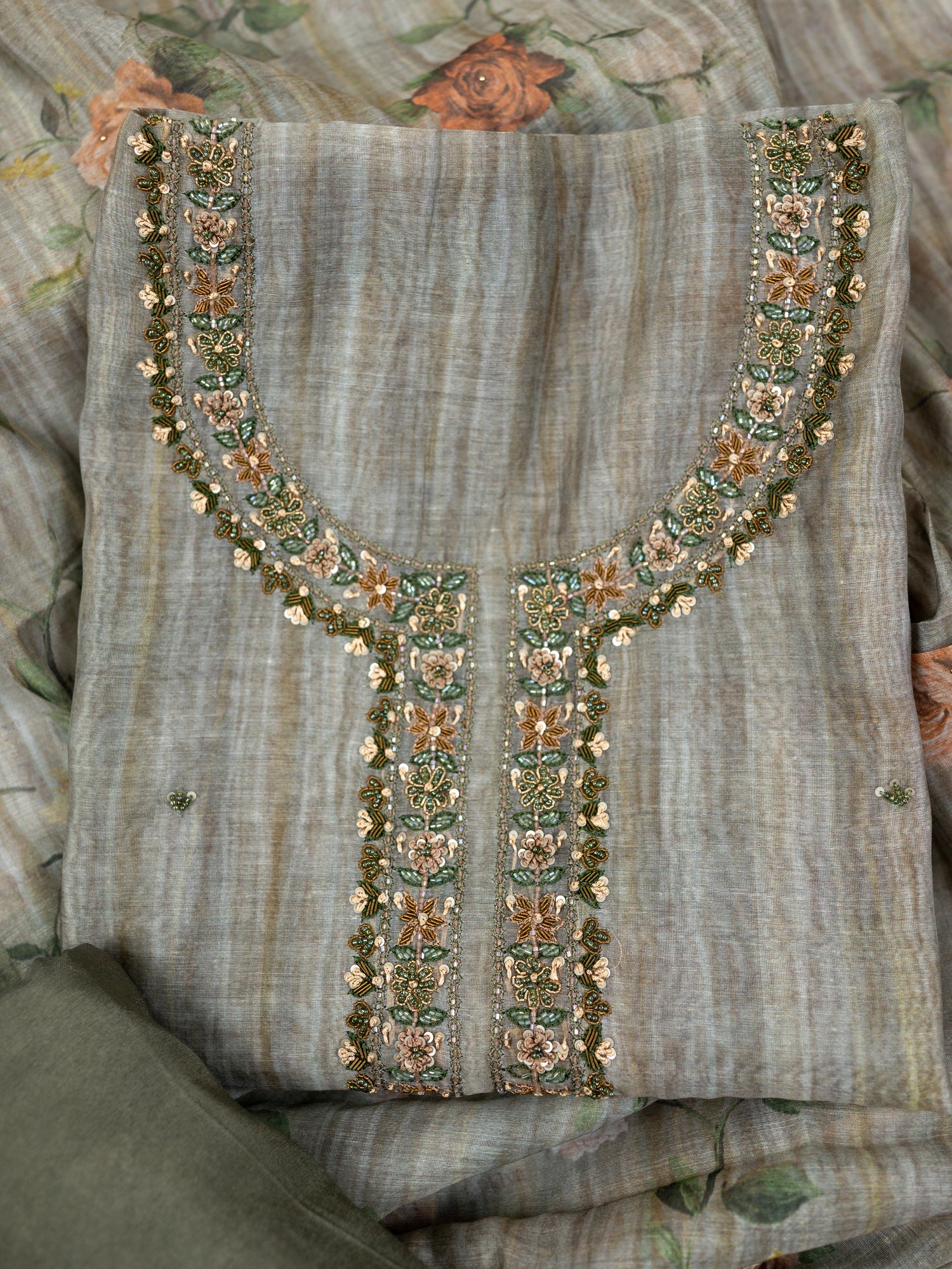 ZARAF-Unstitched Linen Tissue Suit Set