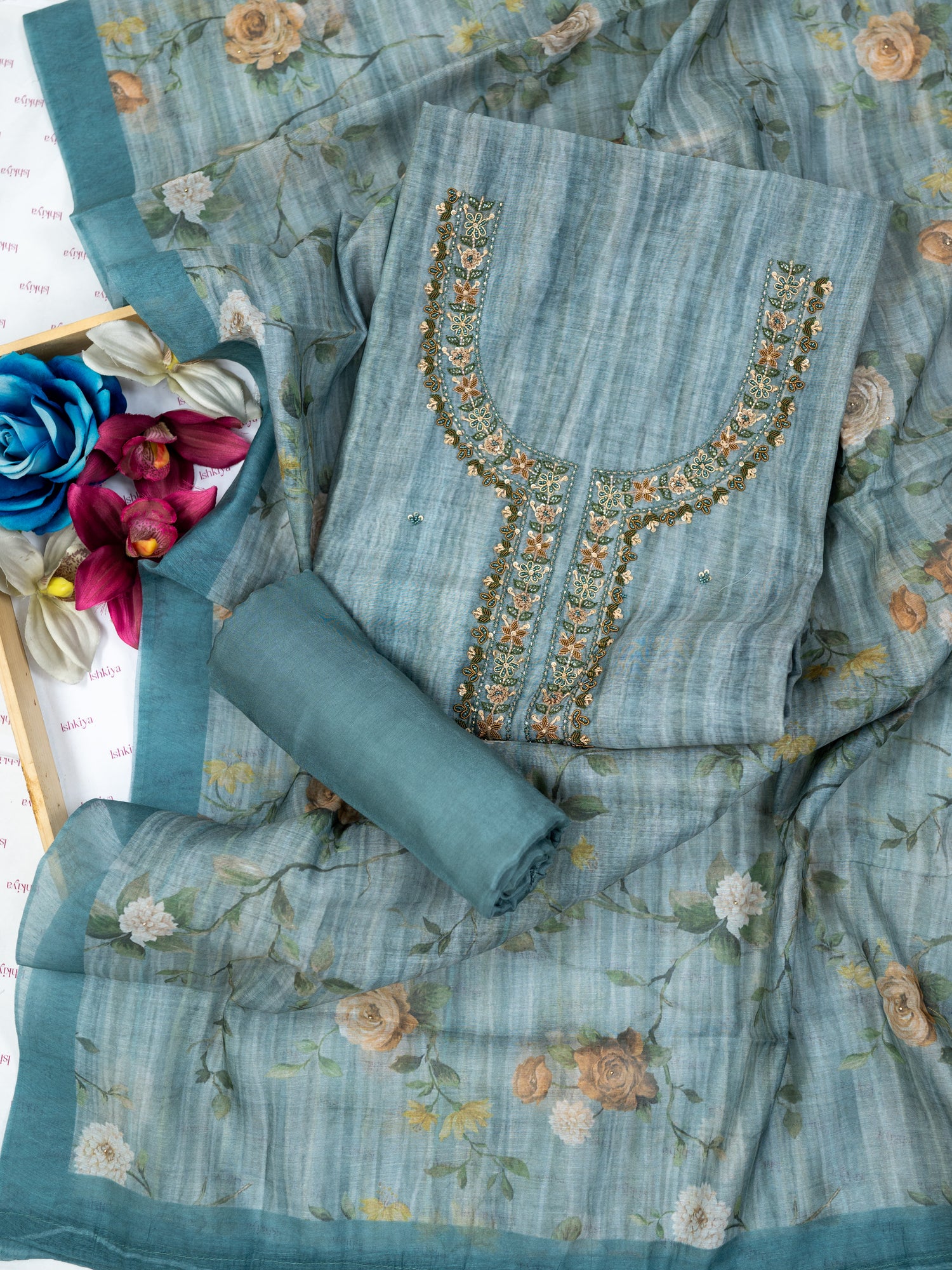 ZARAF-Unstitched Linen Tissue Suit Set