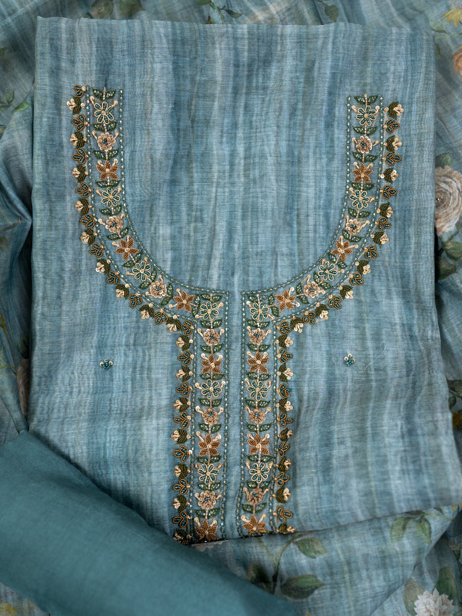 ZARAF-Unstitched Linen Tissue Suit Set