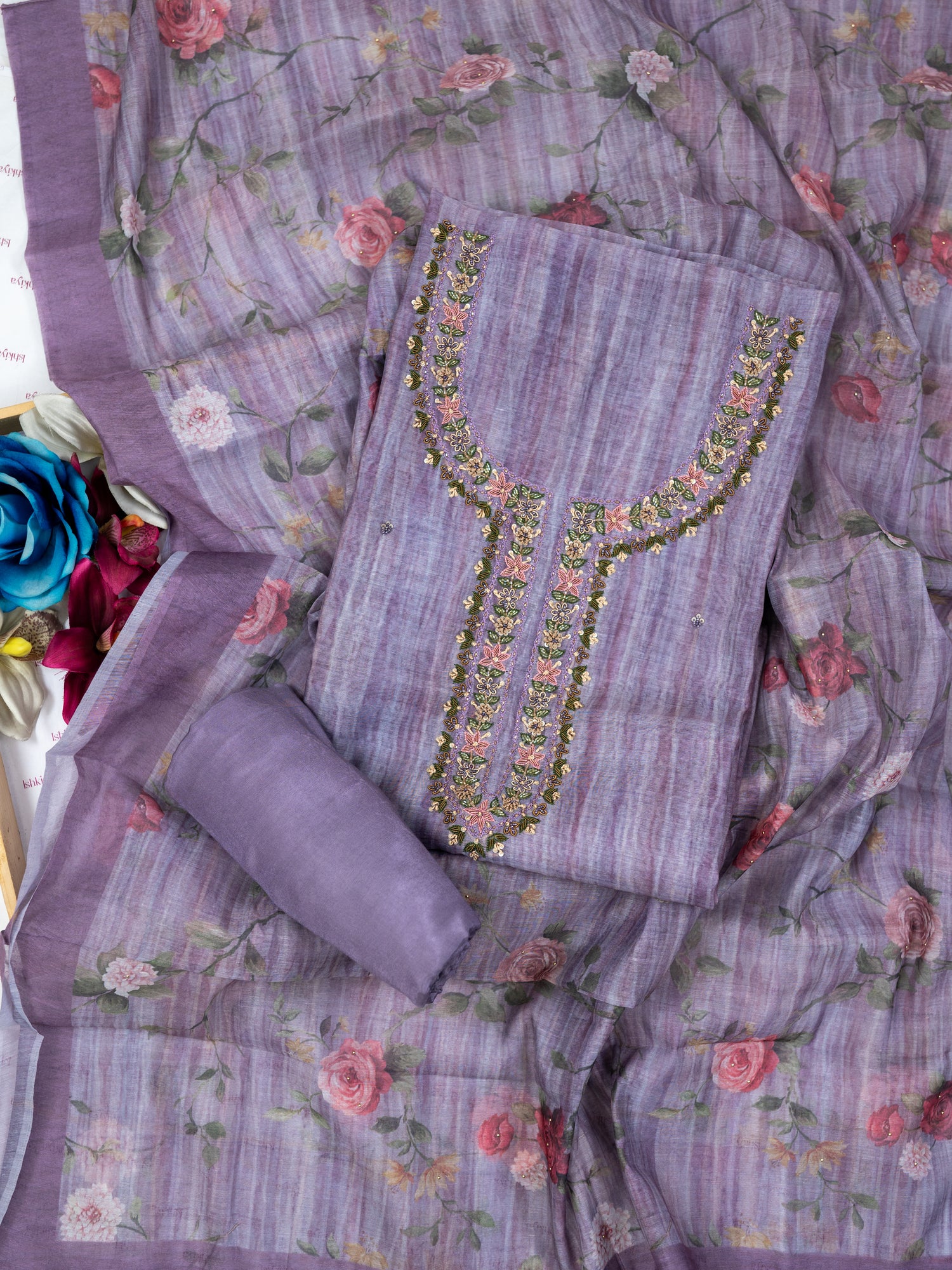 ZARAF-Unstitched Linen Tissue Suit Set