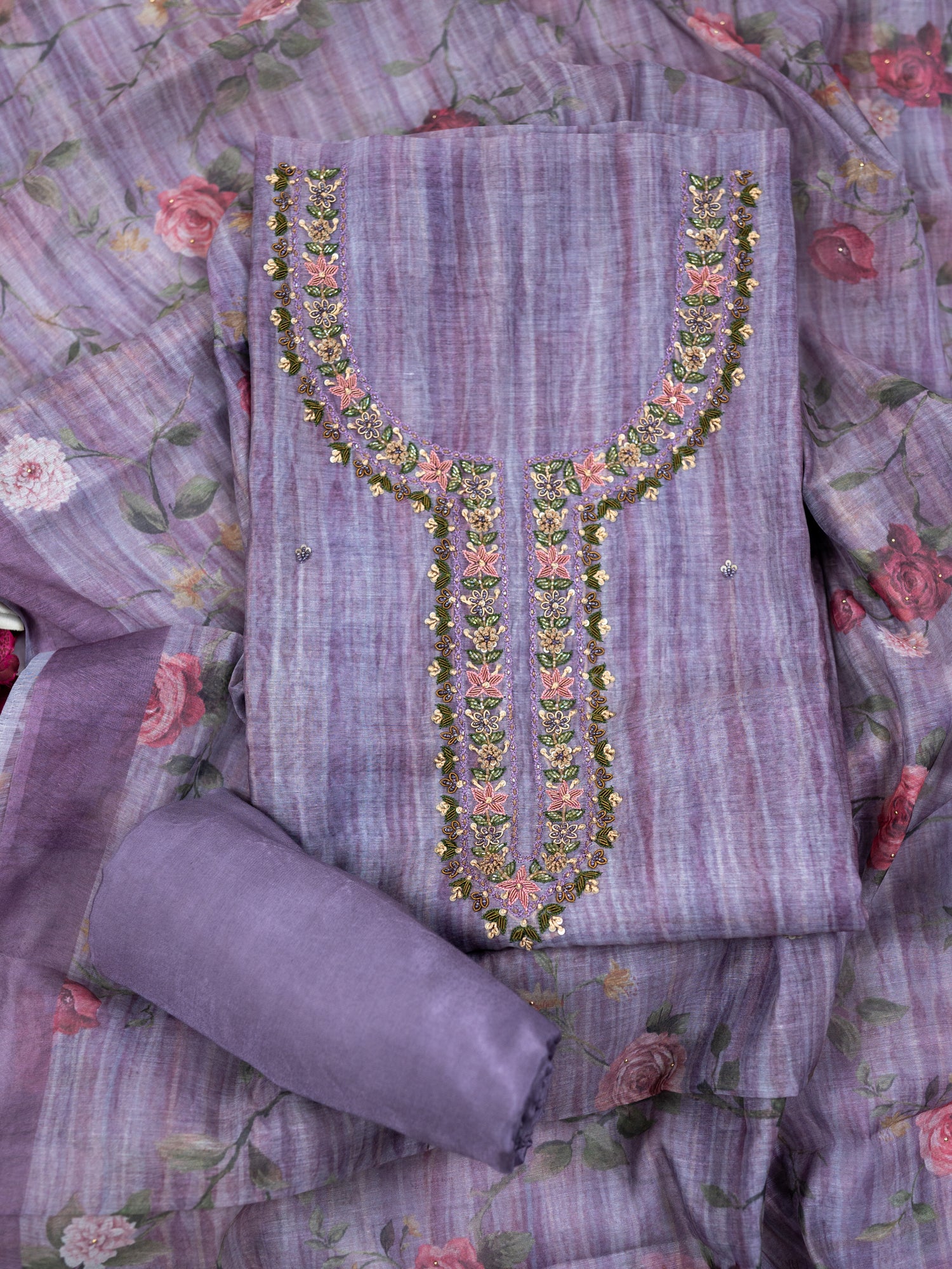 ZARAF-Unstitched Linen Tissue Suit Set