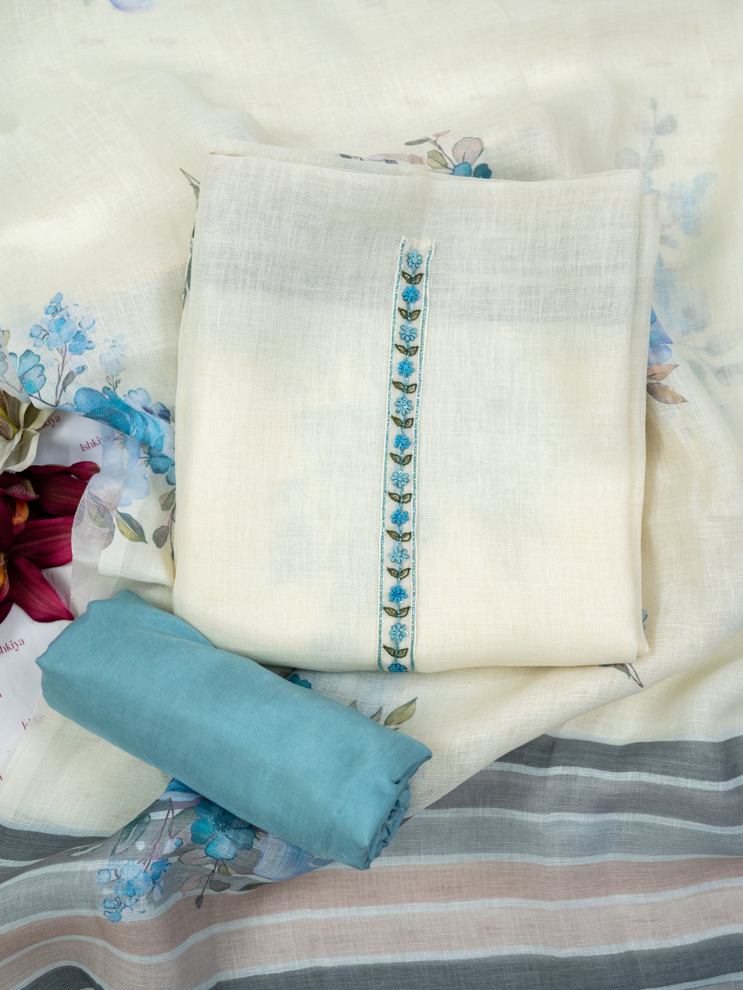 RAQS-Unstitched Linen Tissue Suit Set