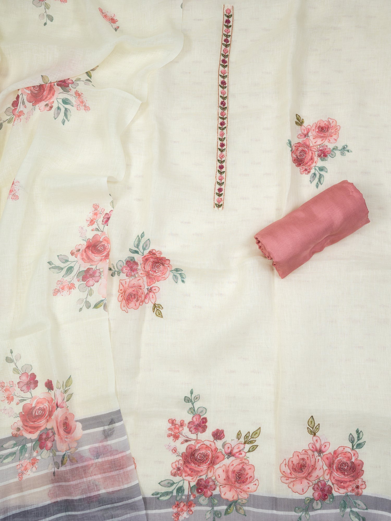 RAQS-Unstitched Linen Tissue Suit Set