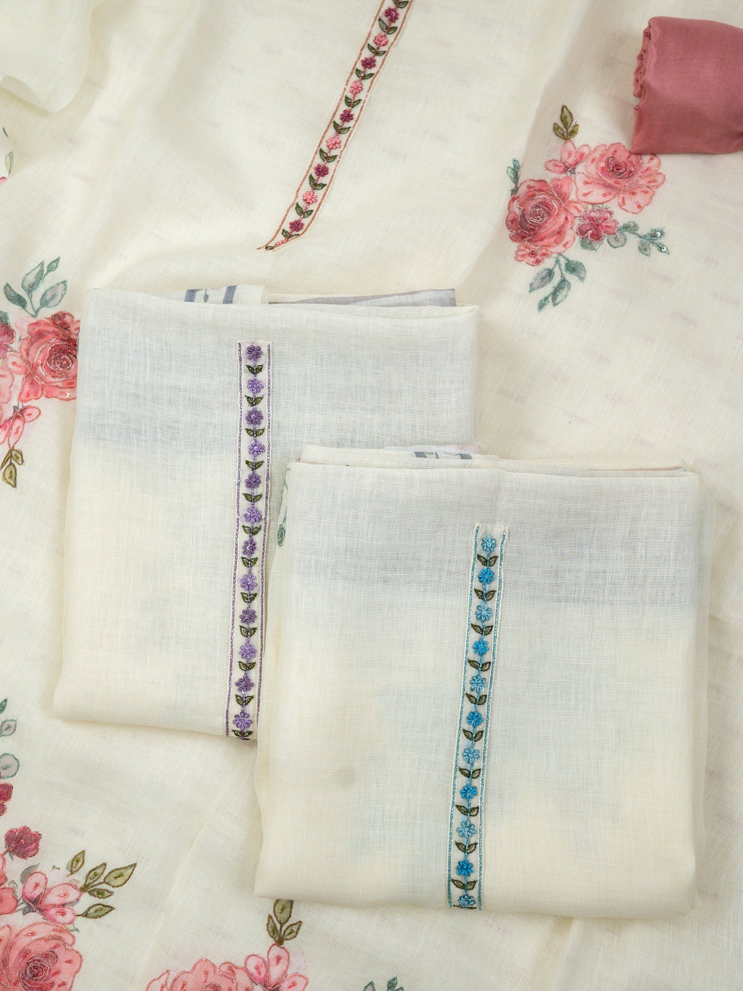 RAQS-Unstitched Linen Tissue Suit Set