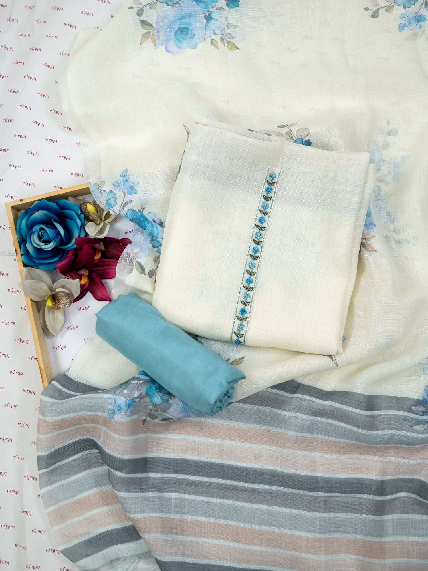 RAQS-Unstitched Linen Tissue Suit Set